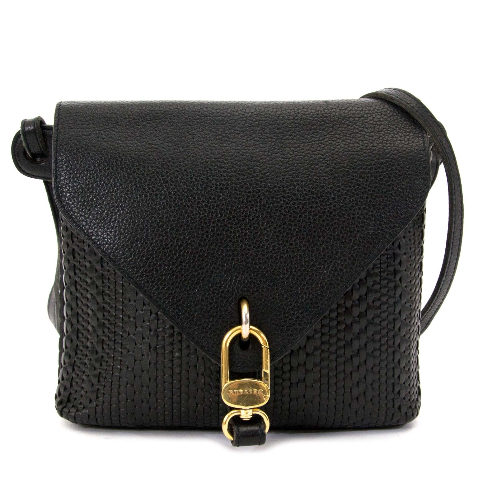 labellov.com de experte in designer handtassen en accessoires Delvaux Black Toile De Cuir Cross Body Bag