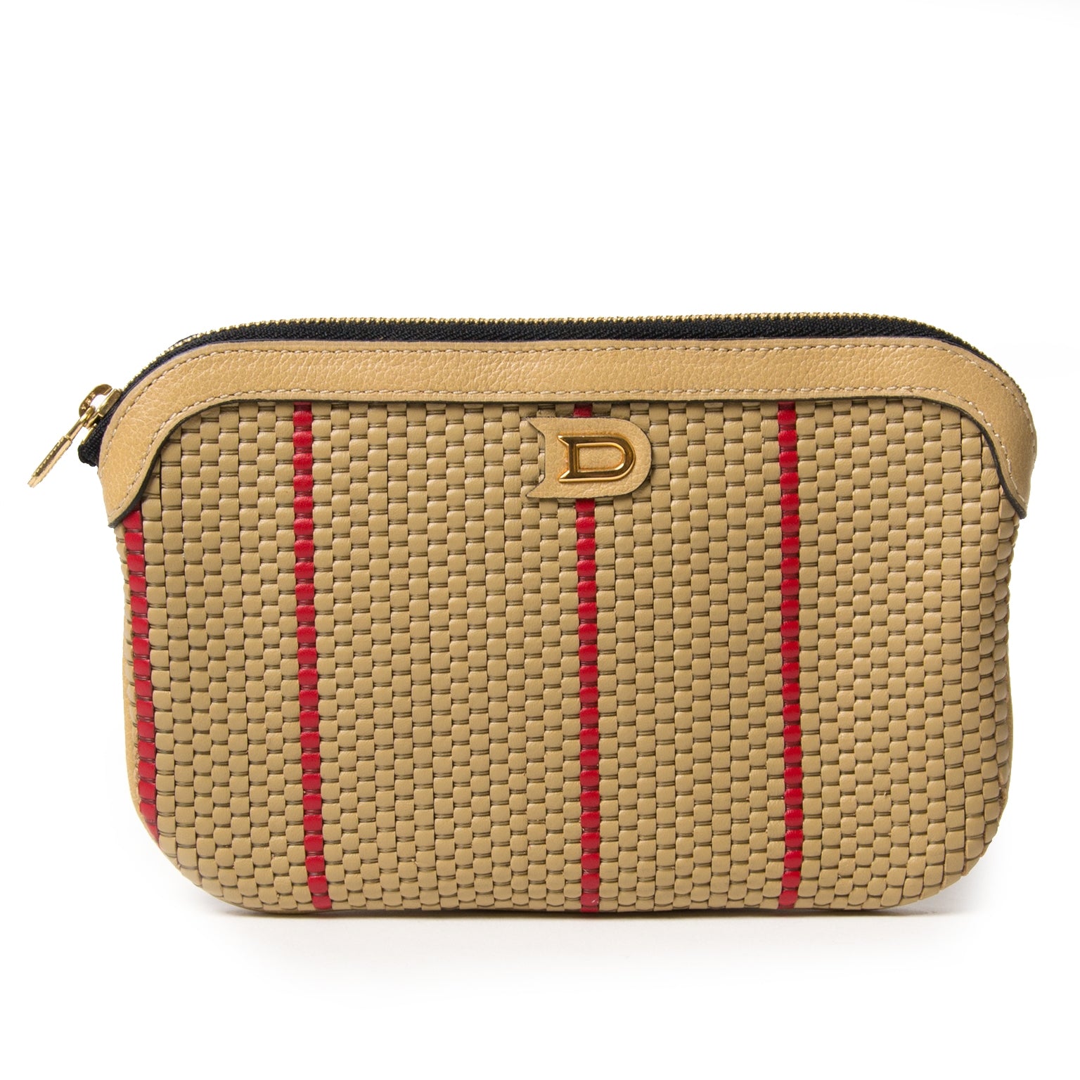delvaux beige toile de cuir pochette now for sale at labellov vintage fashion webshop belgium