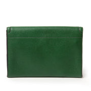 delvaux toile de cuir multicolor green clutch now for sale at labellov vintage fashion webshop belgium