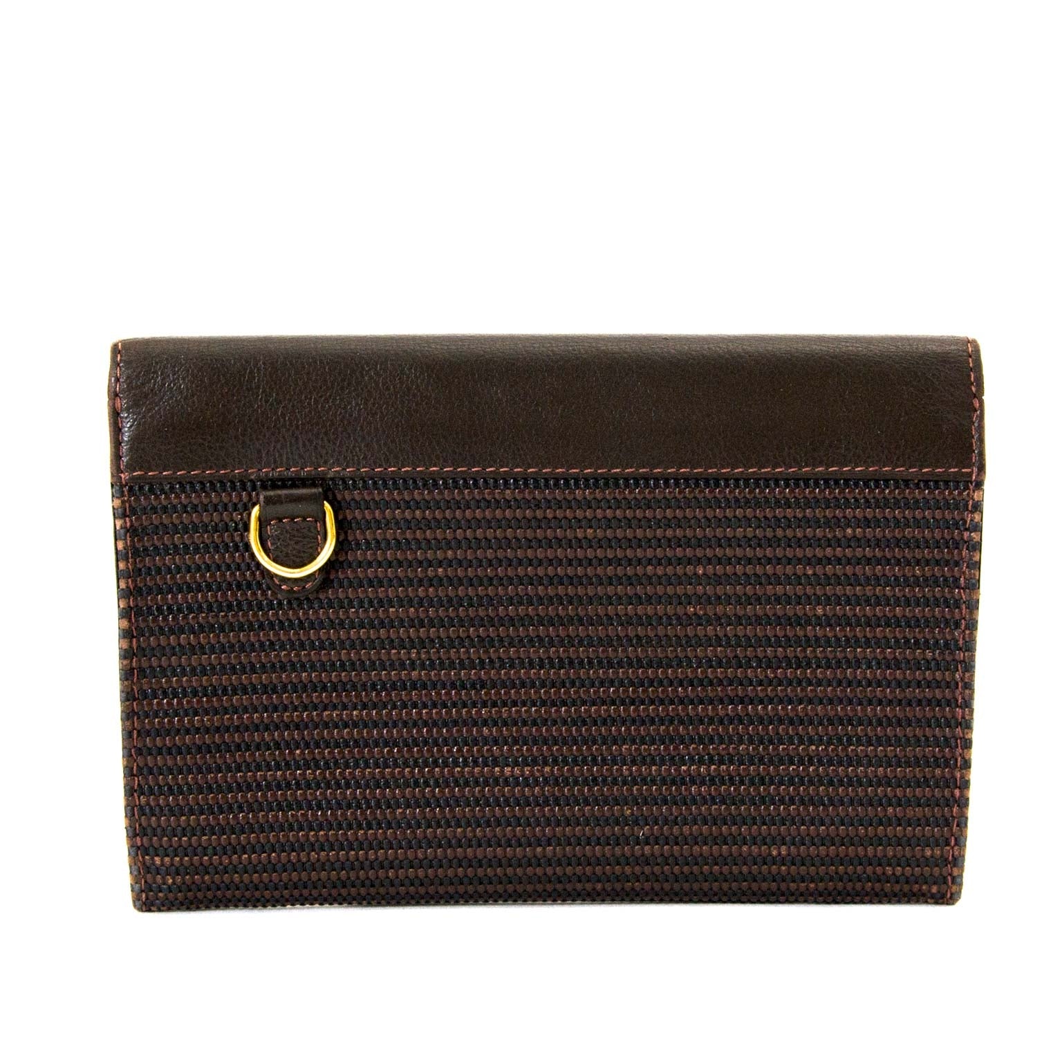 Delvaux Brown Toile De Cuir Pouch now for sale at labellov vintage fashion webshop belgium