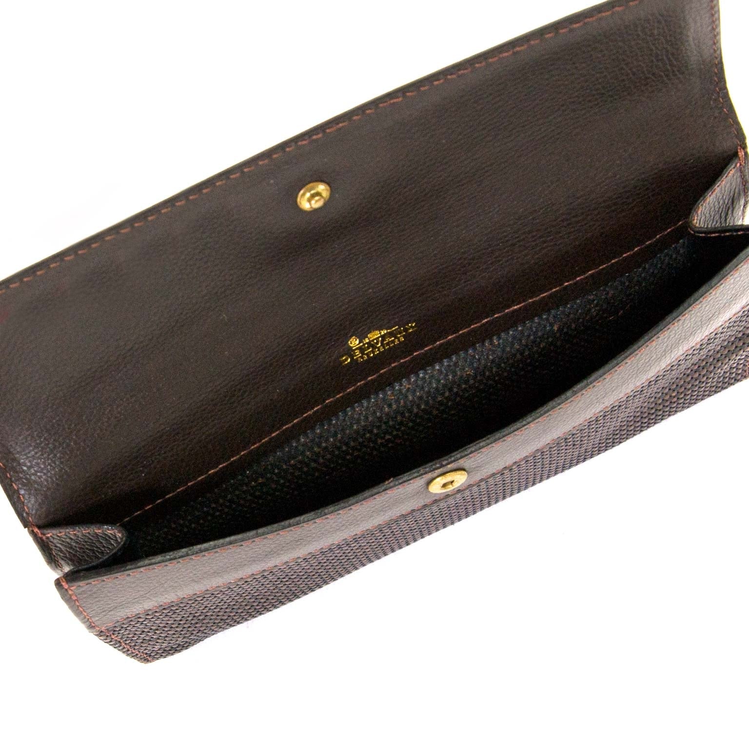 Delvaux Brown Toile De Cuir Pouch now for sale at labellov vintage fashion webshop belgium