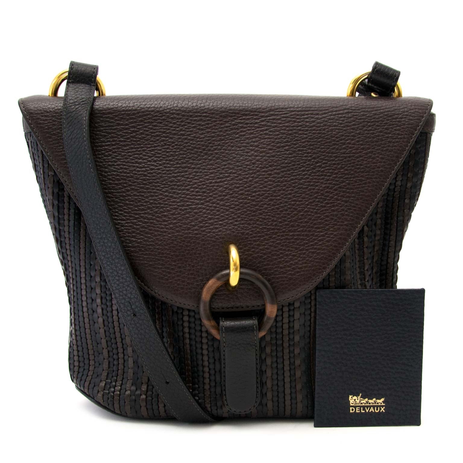 Delvaux Brown Toile de Cuir Crossbody Bag