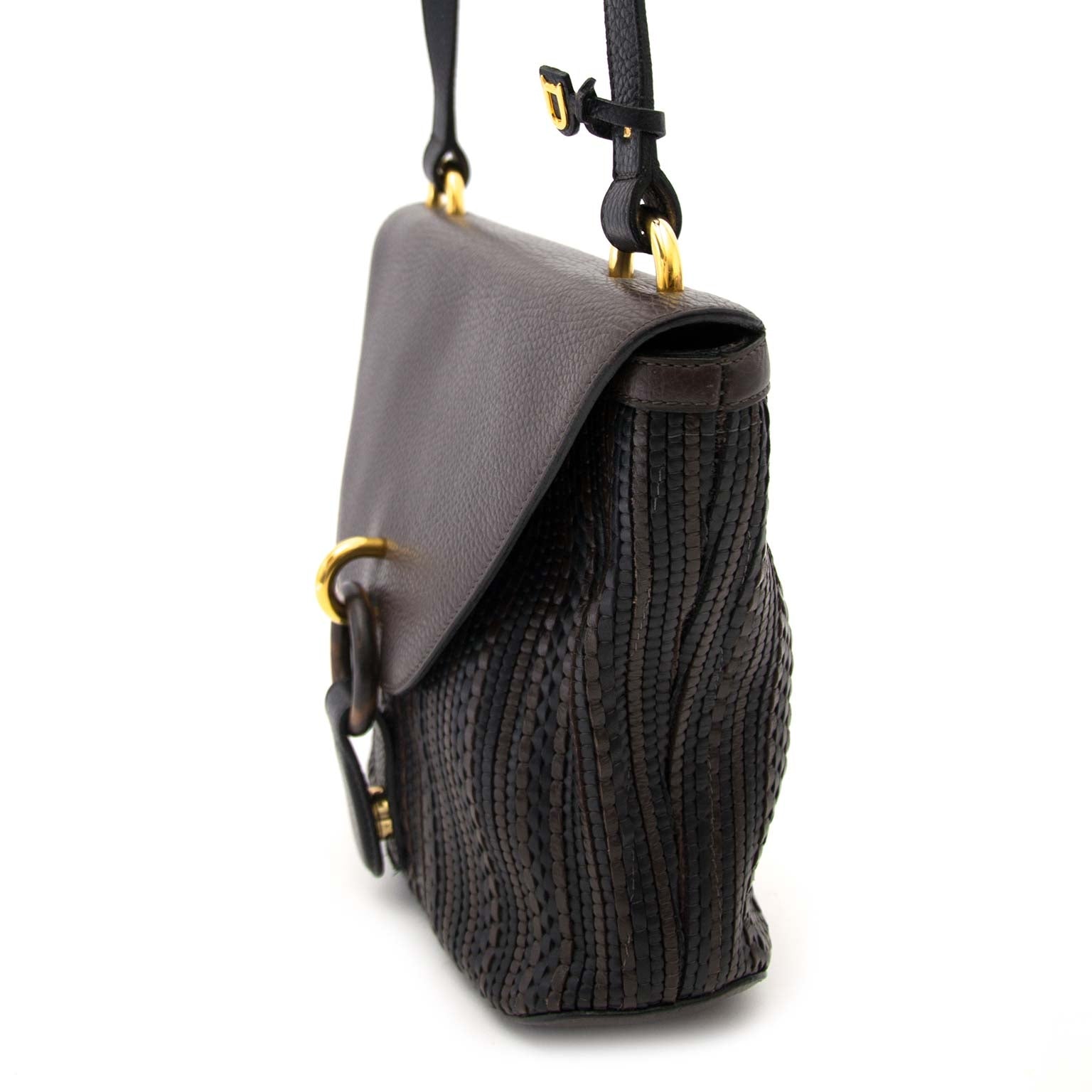 Delvaux Brown Toile de Cuir Crossbody Bag