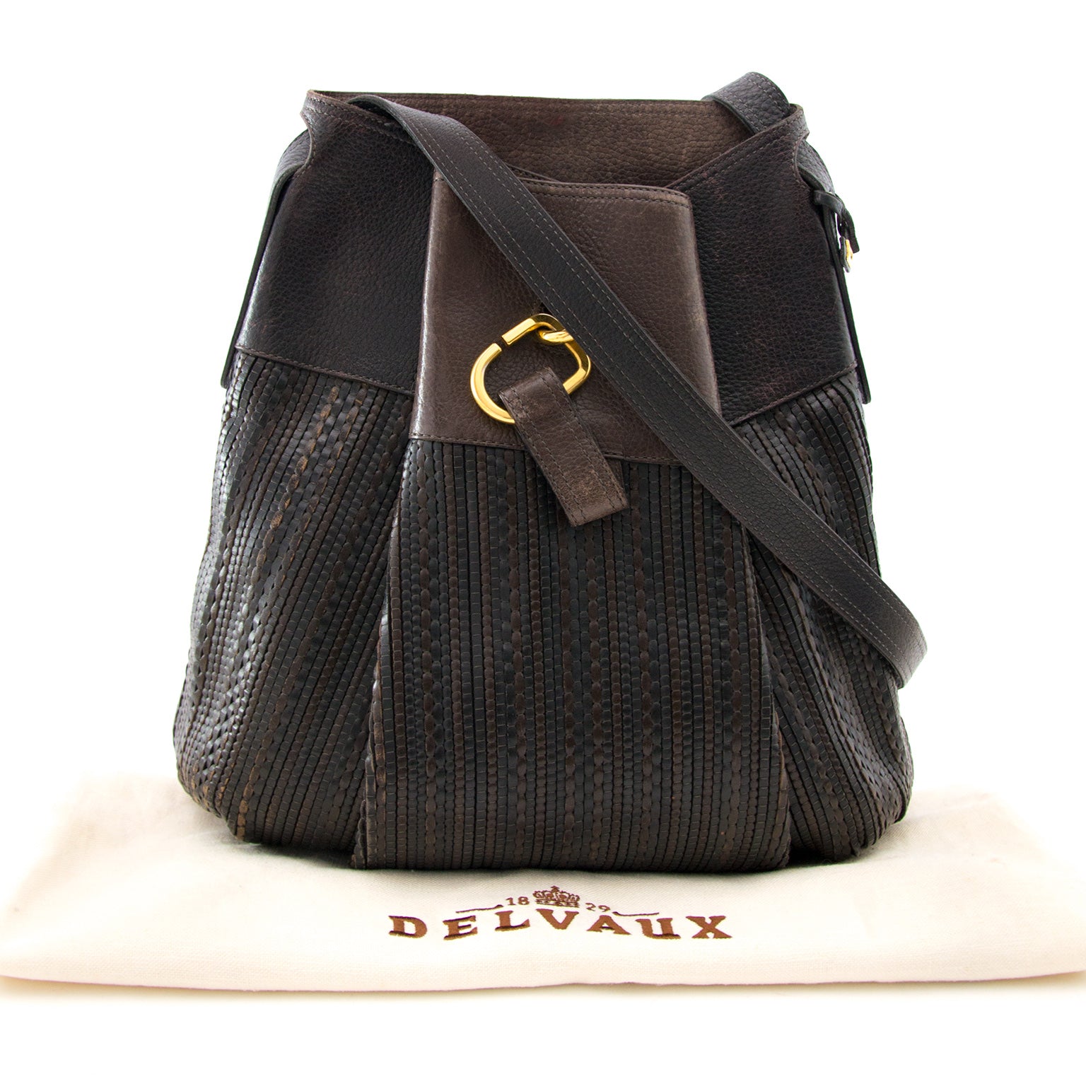 Real dark brown Delvaux Toile de cuir Faust now on lwww.labellov.com at the best price