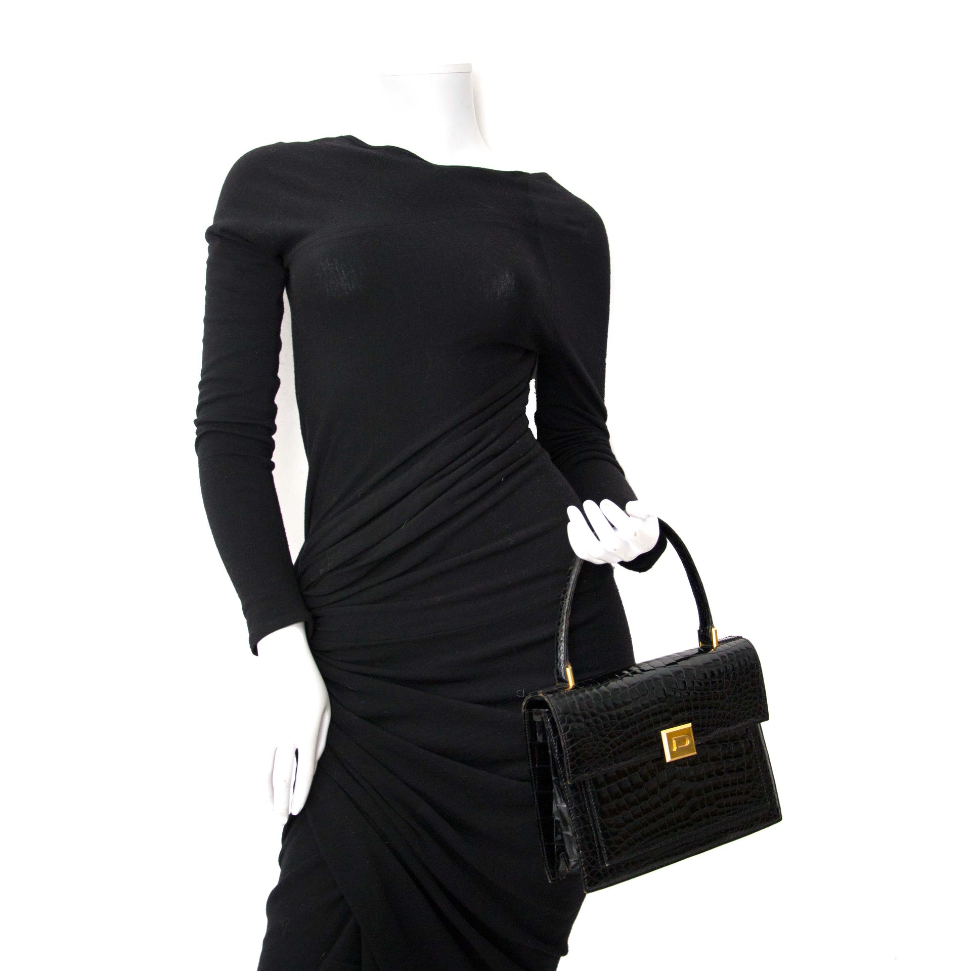 Sac Delvaux en Croco Noir