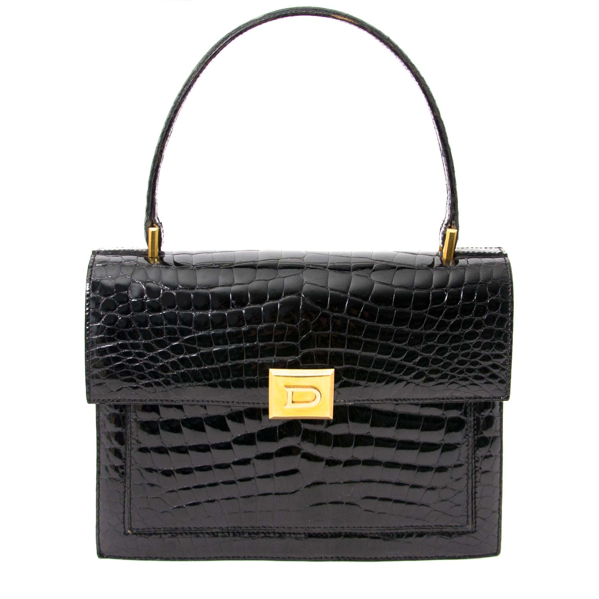 Sac Delvaux en Croco Noir