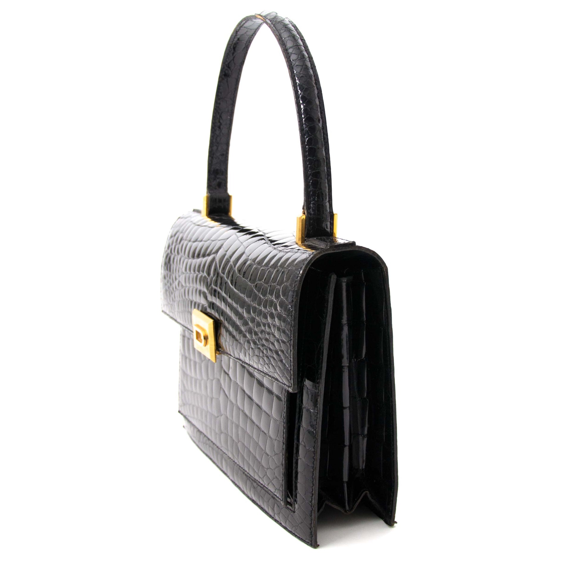 Sac Delvaux en Croco Noir