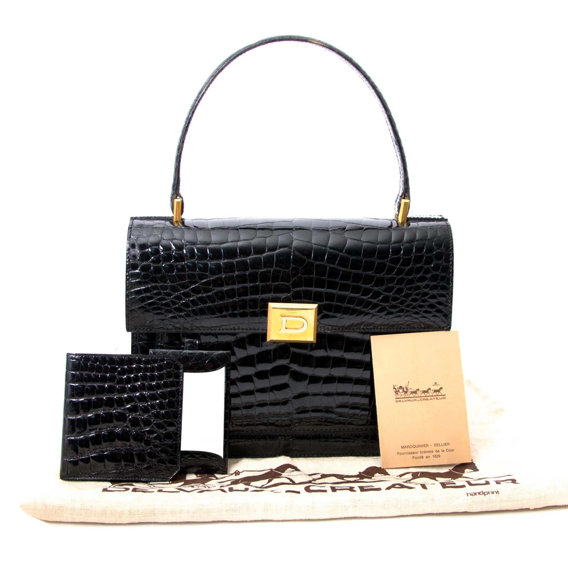 Sac Delvaux en Croco Noir