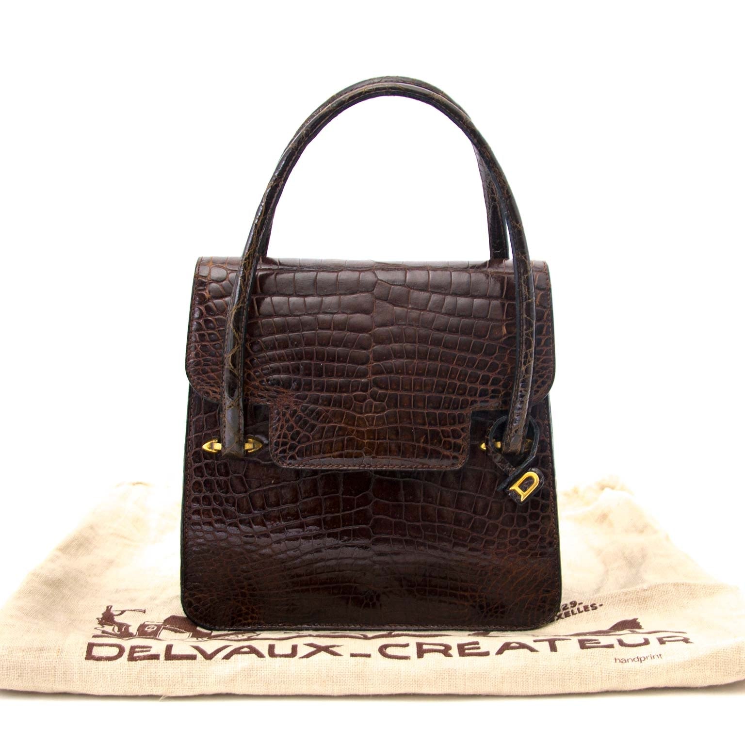 Delvaux Vintage Brown Croco Handbag