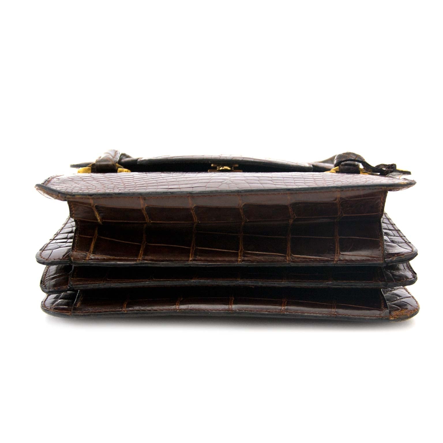 shop safe online your secondhand Delvaux Vintage Brown Croco Handbag at Labellov in Antwerp