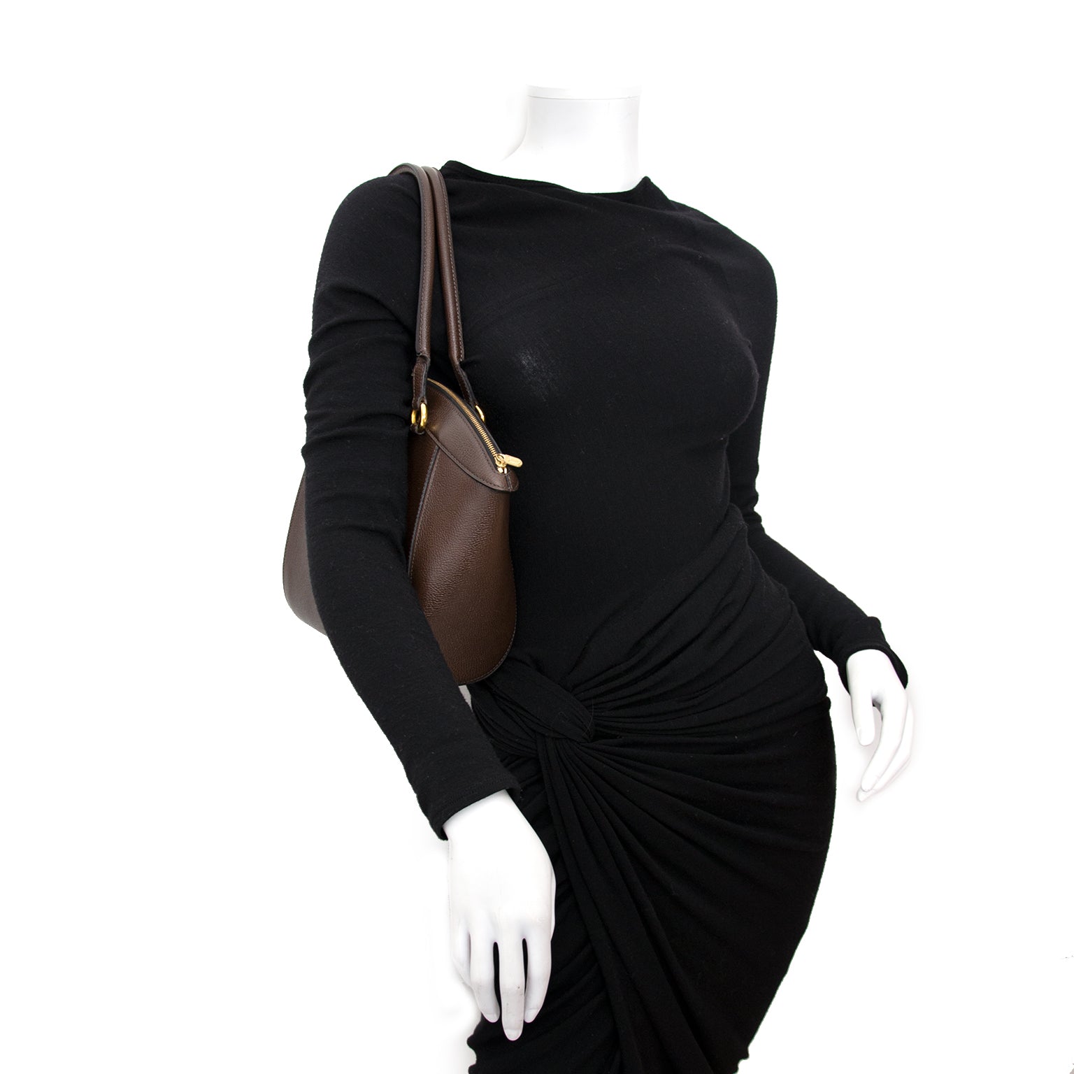 Delvaux Charme Brown Pebbled Leather Bag