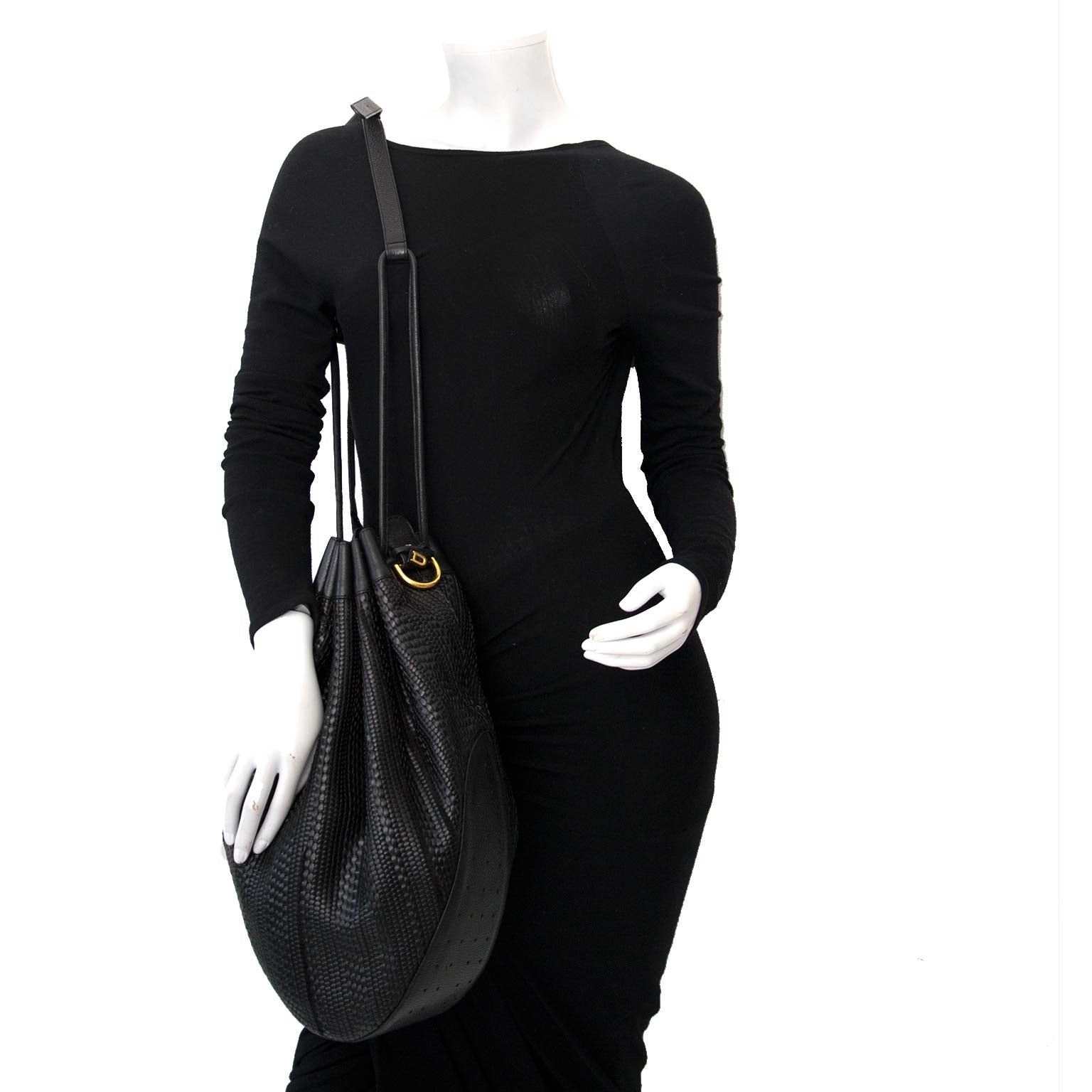 Sac seau Delvaux Toile de Cuir noir