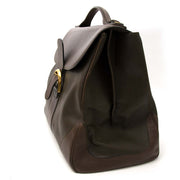 acheter en ligne seconde main Delvaux Khaki Brown Brillant Weekender
