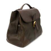 acheter en ligne seconde main Delvaux Khaki Brown Brillant Weekender