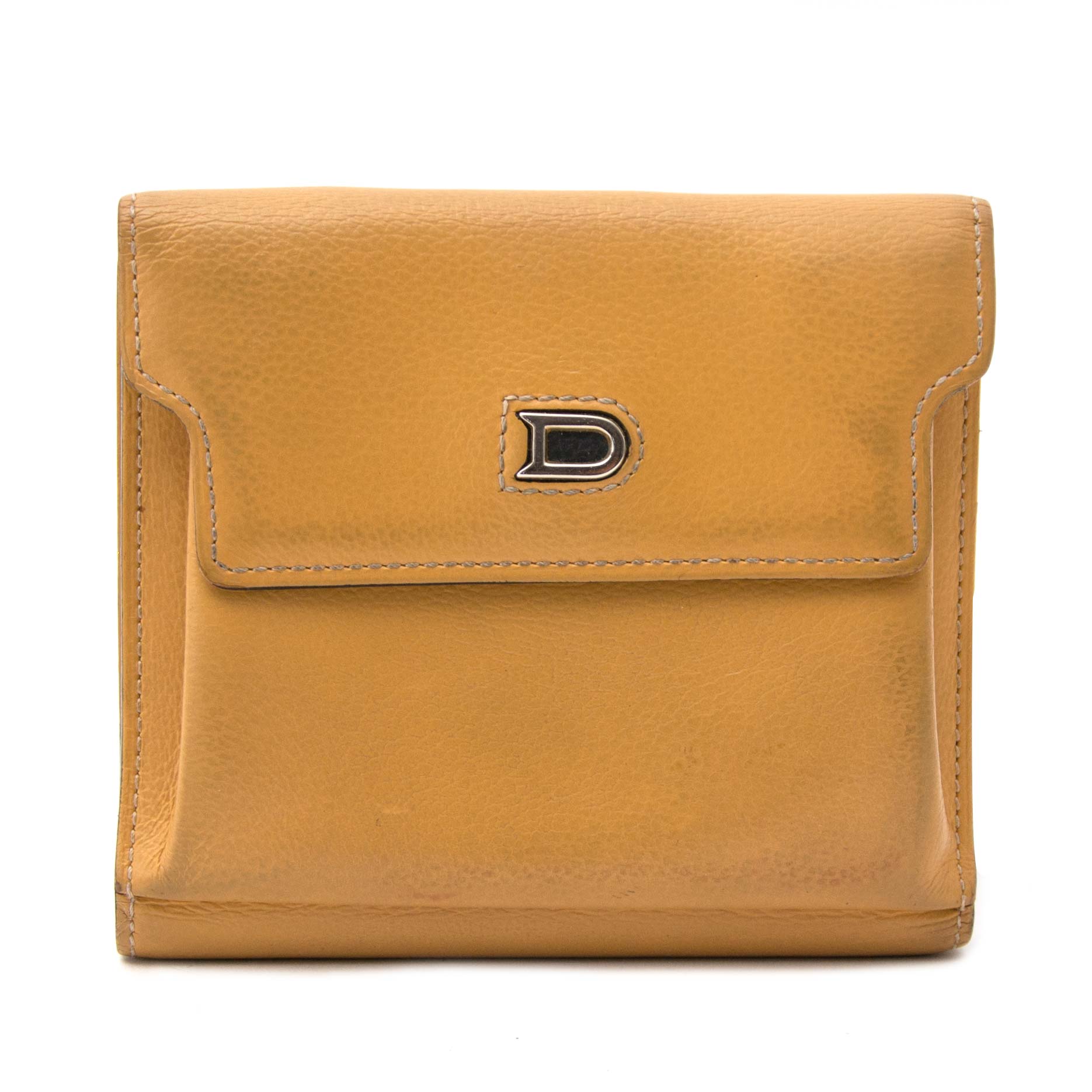 buy now safe and secure secondhand Delvaux Dark Yellow Wallet