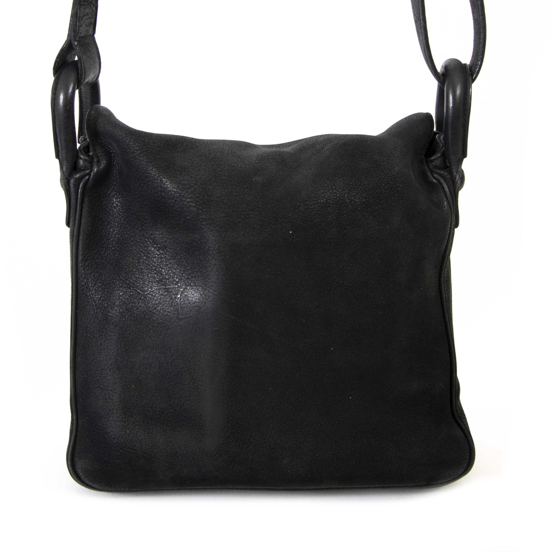 koop veilig online tegen de beste prijs Delvaux Black Nubuck Brillant Baudrier Shoulder Bag veilig online aankopen