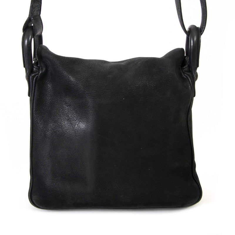 koop veilig online tegen de beste prijs Delvaux Black Nubuck Brillant Baudrier Shoulder Bag veilig online aankopen
