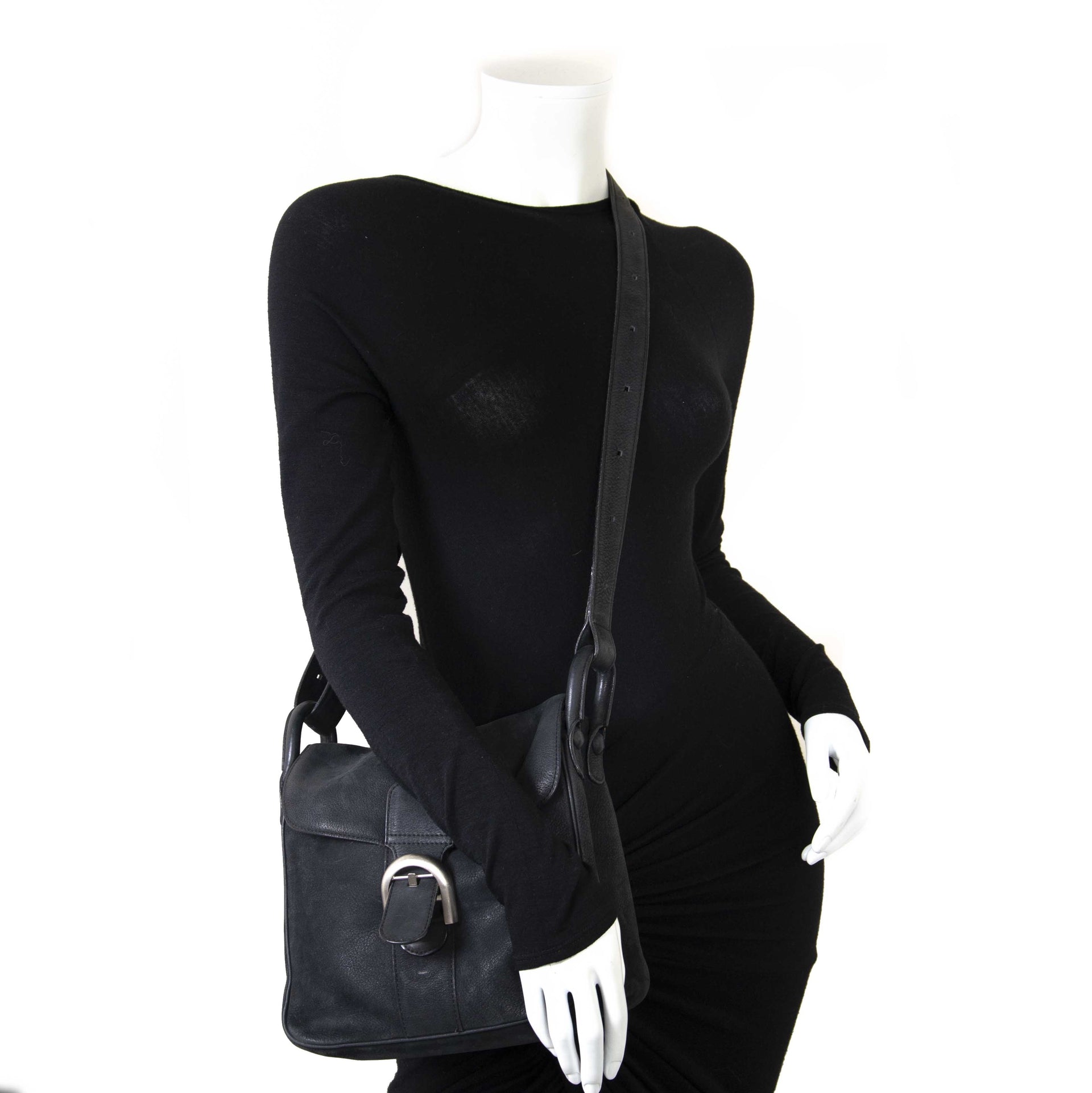 Delvaux Black Nubuck Brillant Baudrier Shoulder Bag veilig online aankopen