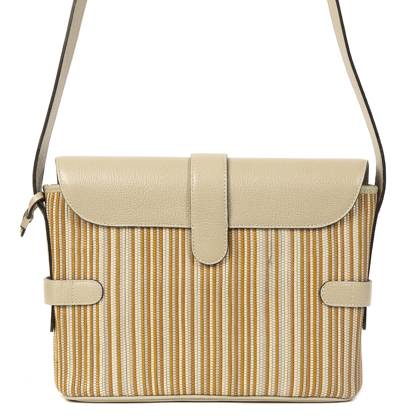 shop online your secondhand Delvaux Beige and Sand Toile De Cuir Crossbody Bag