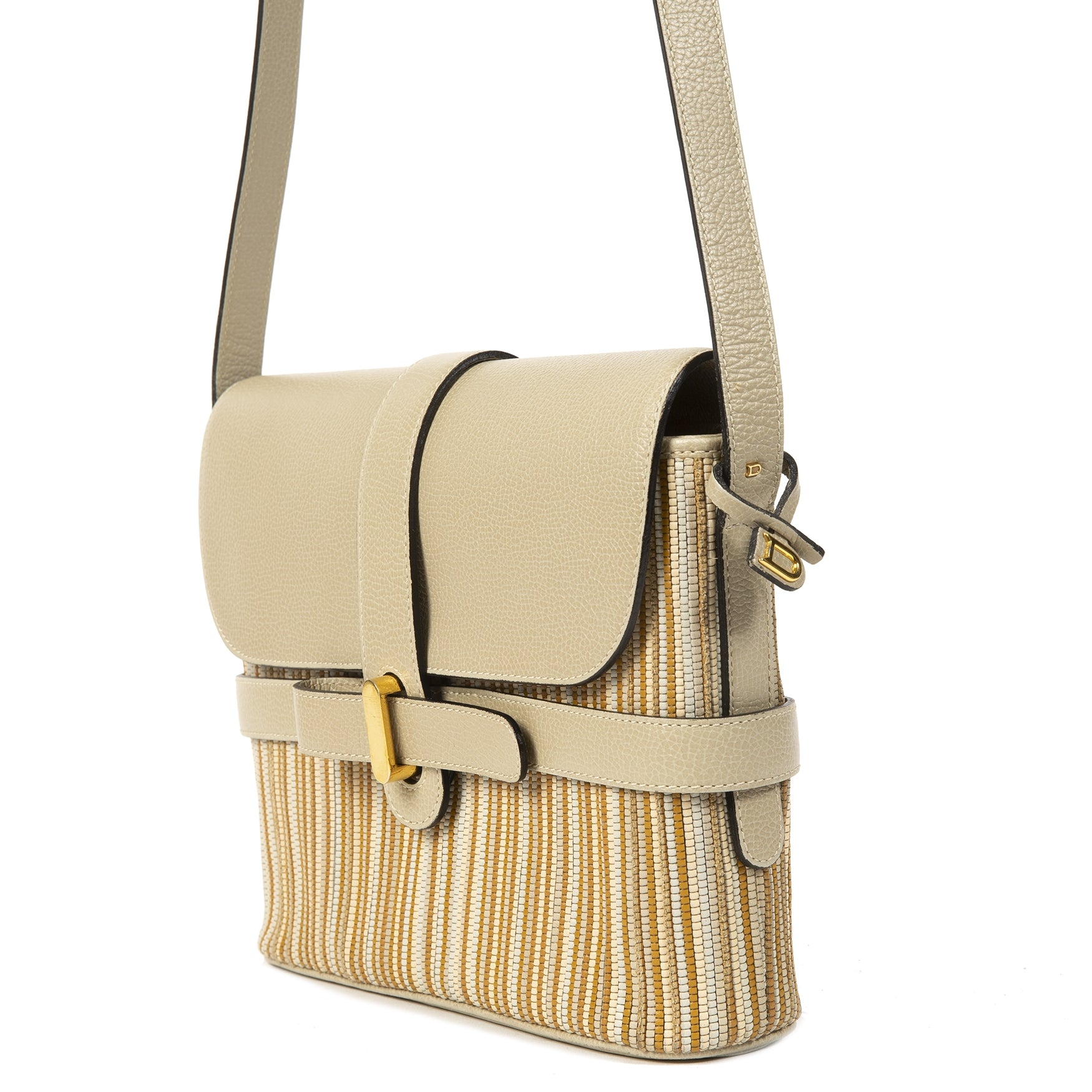 Delvaux Beige and Sand Toile De Cuir Crossbody Bag