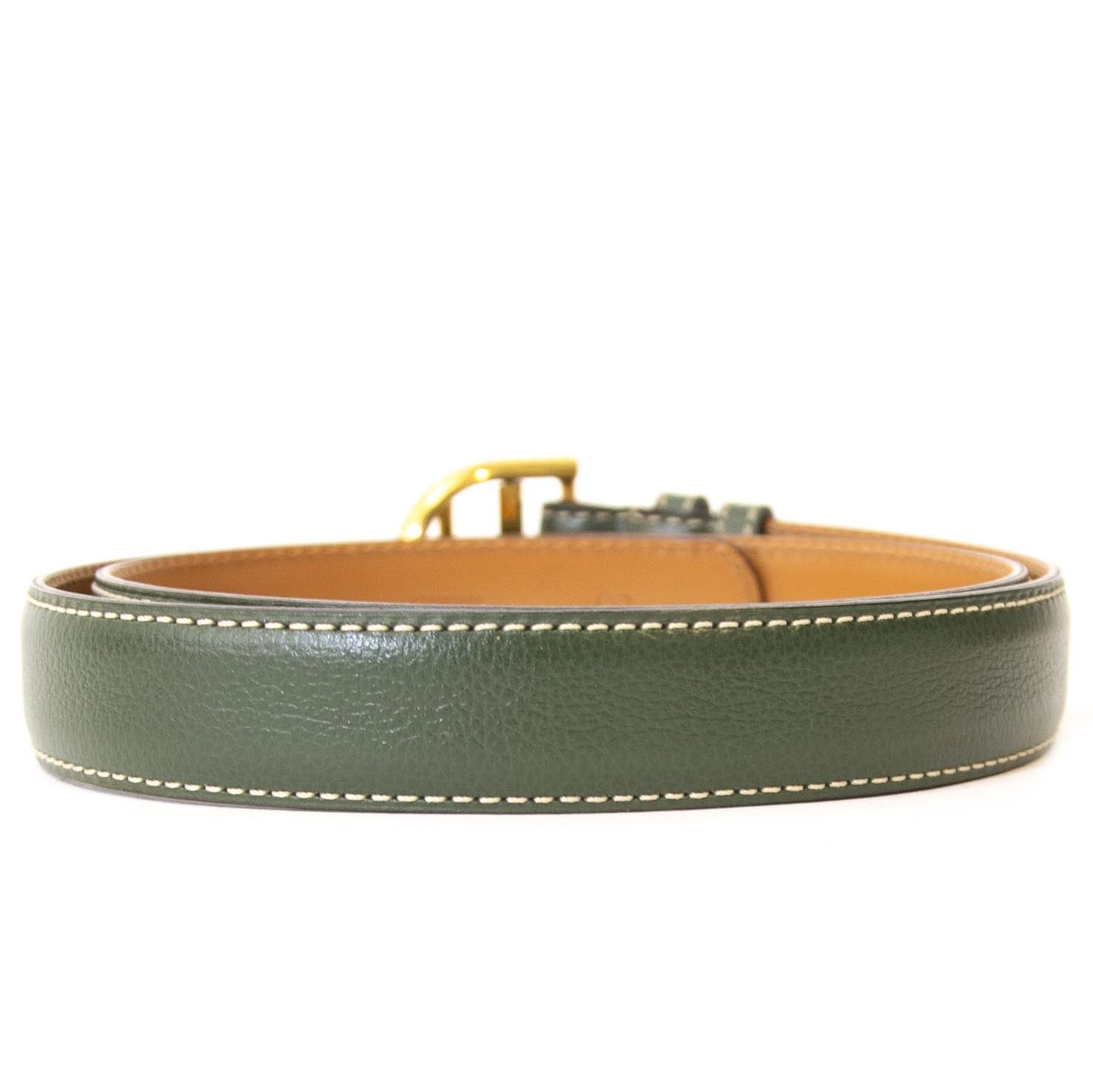 Delvaux Green Brillant Buckle Belt