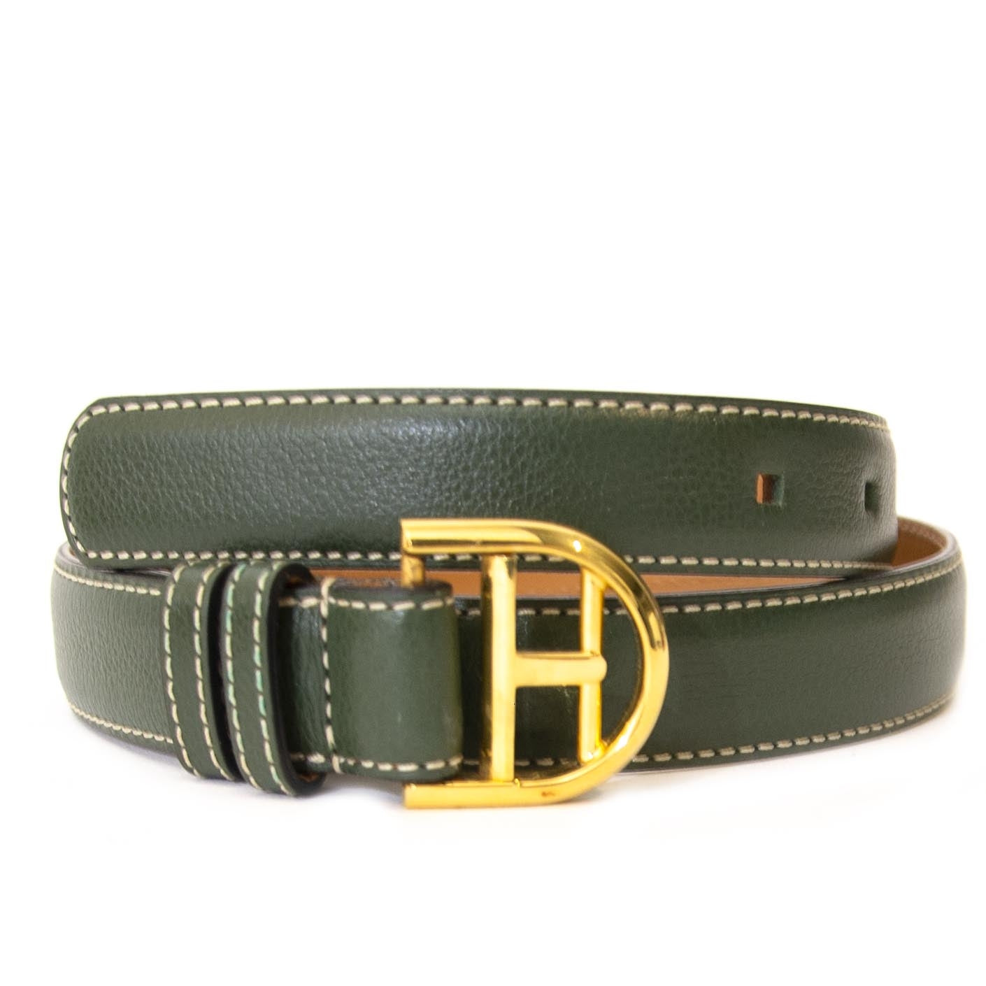 Delvaux Green Brillant Buckle Belt