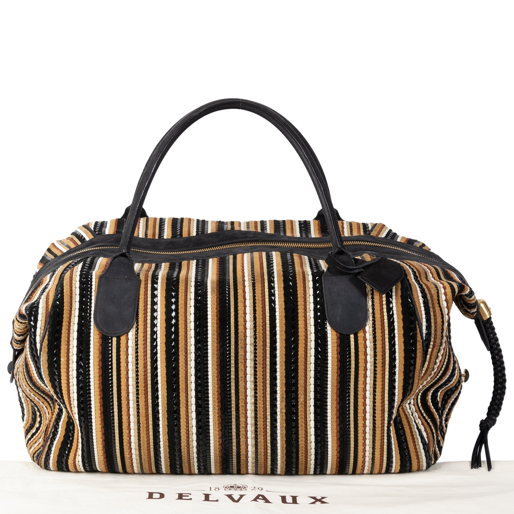 Delvaux Black & Brown Toile de Cuir Duffel Bag
