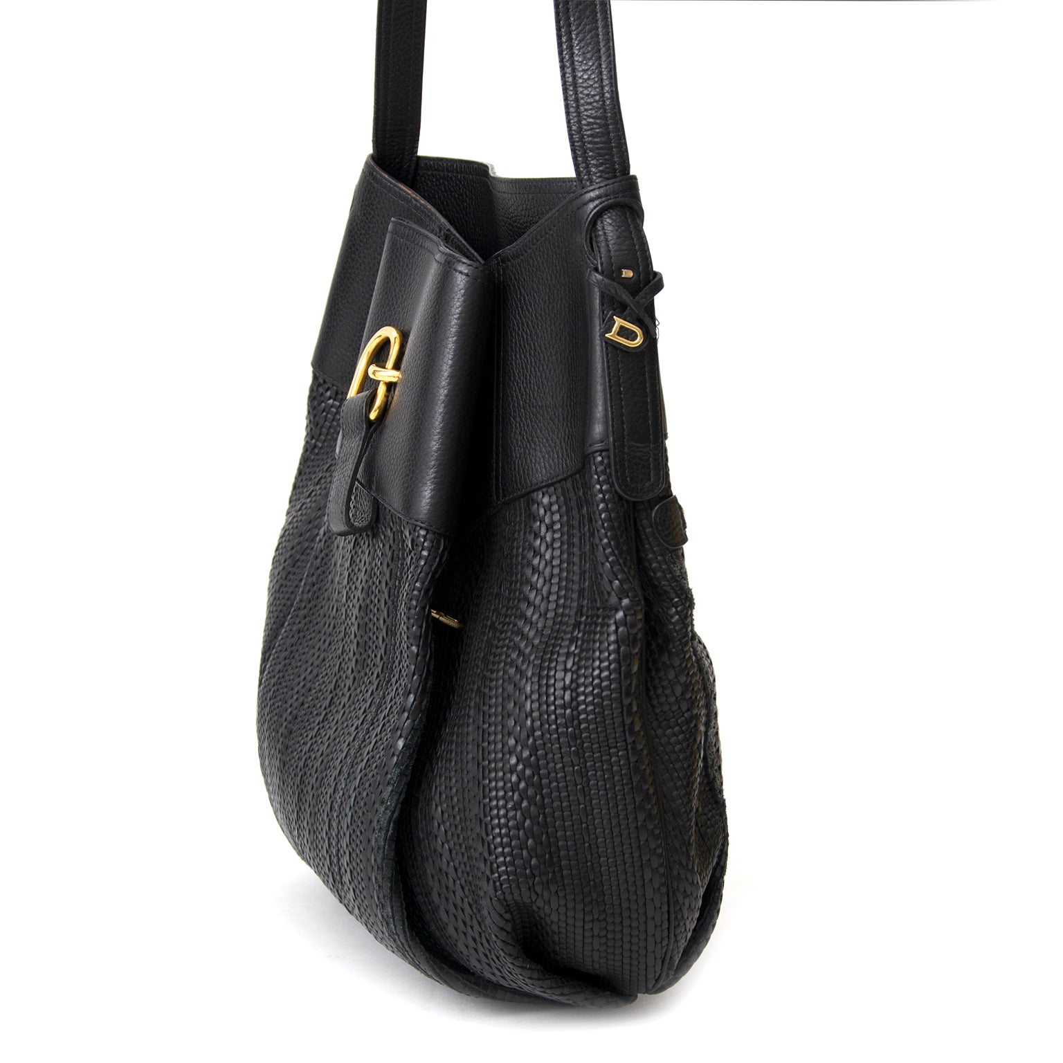 koop veilig online aan de beste prijs Delvaux Black Woven 'Toile De Cuir' bag