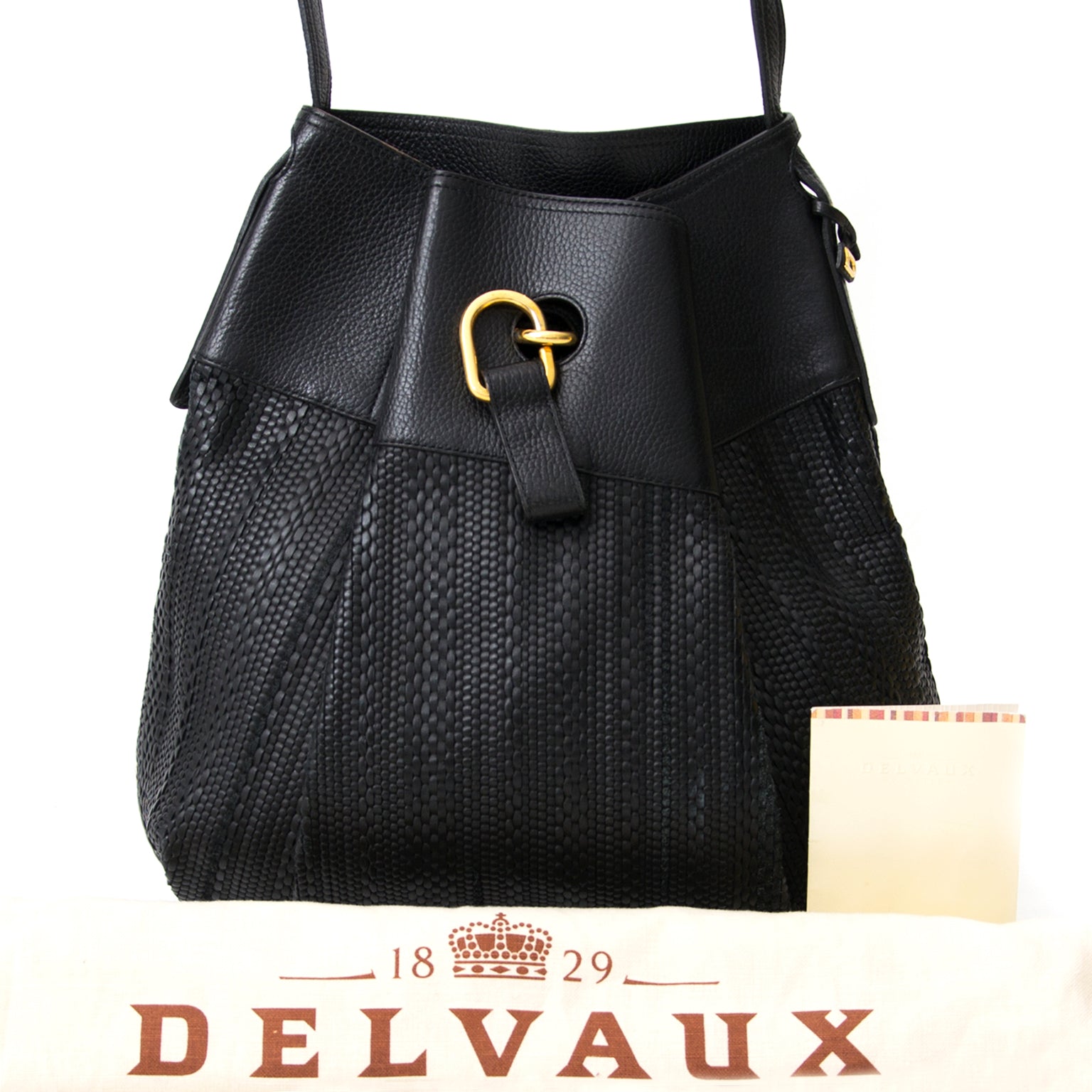 acheter en ligne pour le meilleur prix sac a epaule Delvaux Black Woven 'Toile De Cuir' bag