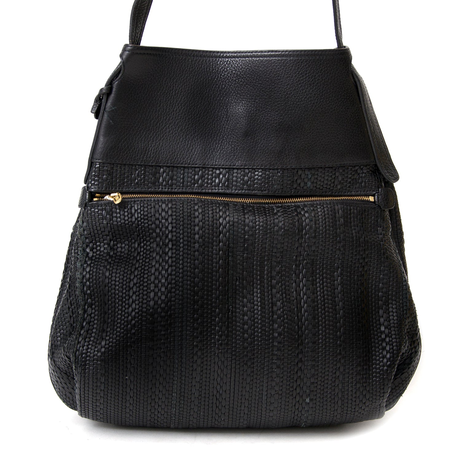 shop safe online at the best price Delvaux Black Woven 'Toile De Cuir' bag