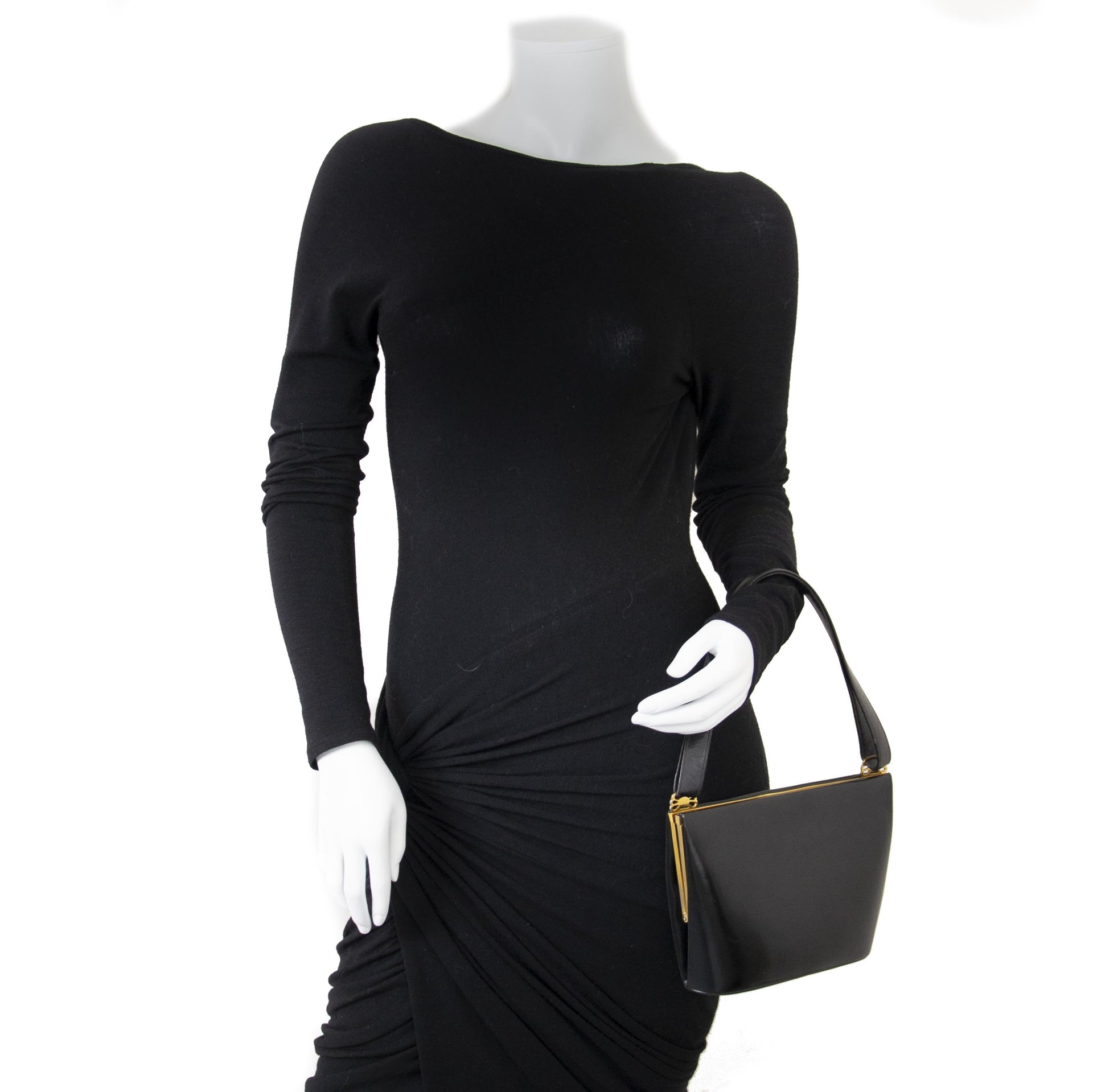 Delvaux Black Boxcalf Evening Bag now for sale at labellov vintage fashion webshop belgium