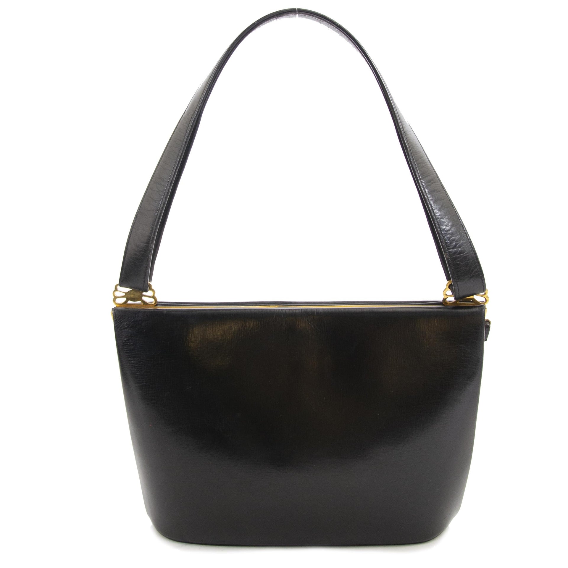Delvaux Black Boxcalf Evening Bag now for sale at labellov vintage fashion webshop belgium