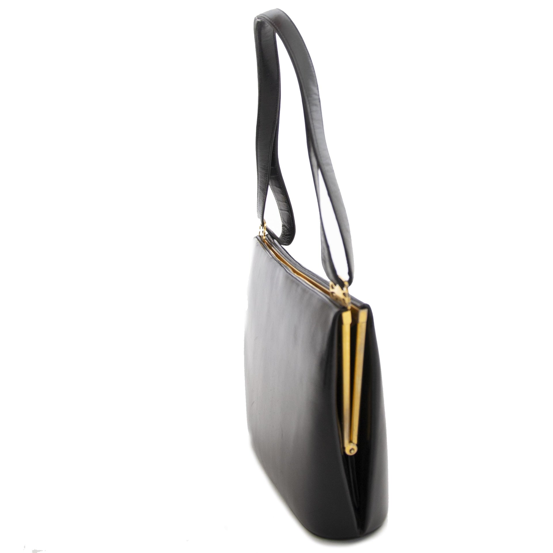 Delvaux Black Boxcalf Evening Bag now for sale at labellov vintage fashion webshop belgium