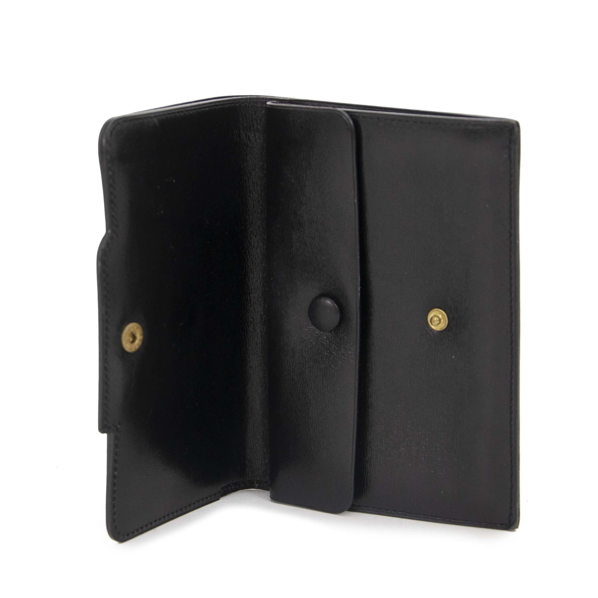 Delvaux Black Boxcalf Wallet now for sale at labellov vintage fashion webshop belgium