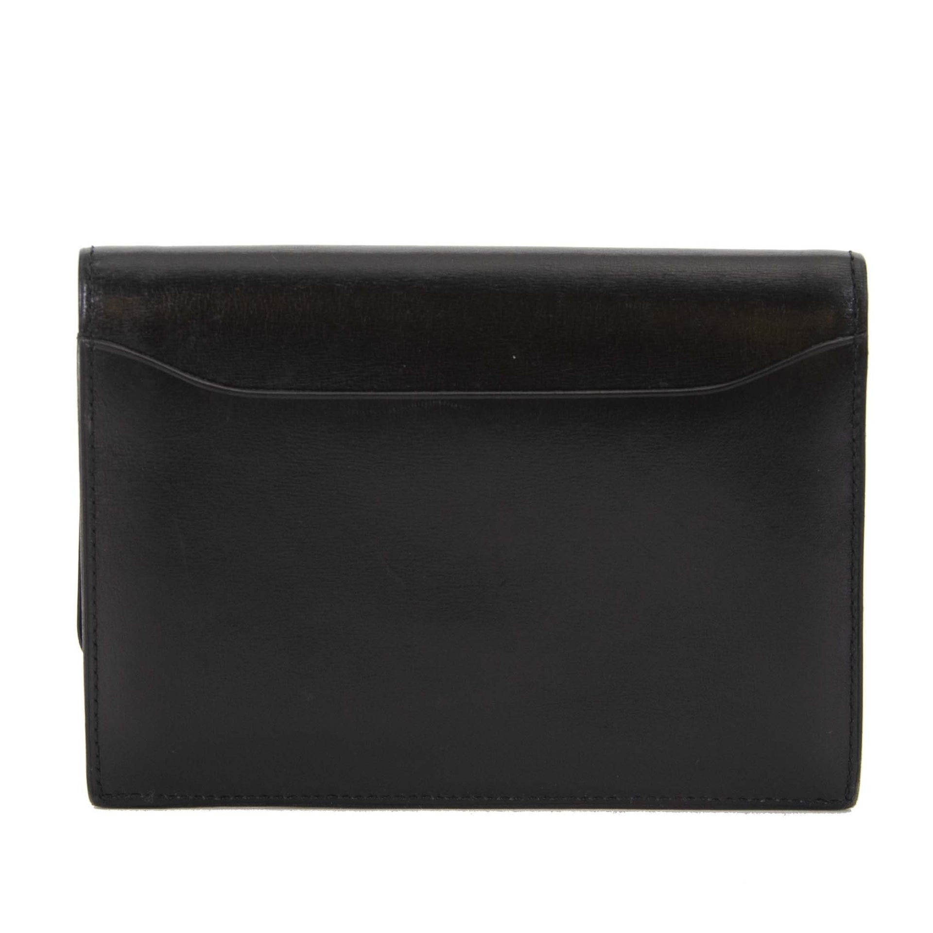 Delvaux Black Boxcalf Wallet now for sale at labellov vintage fashion webshop belgium