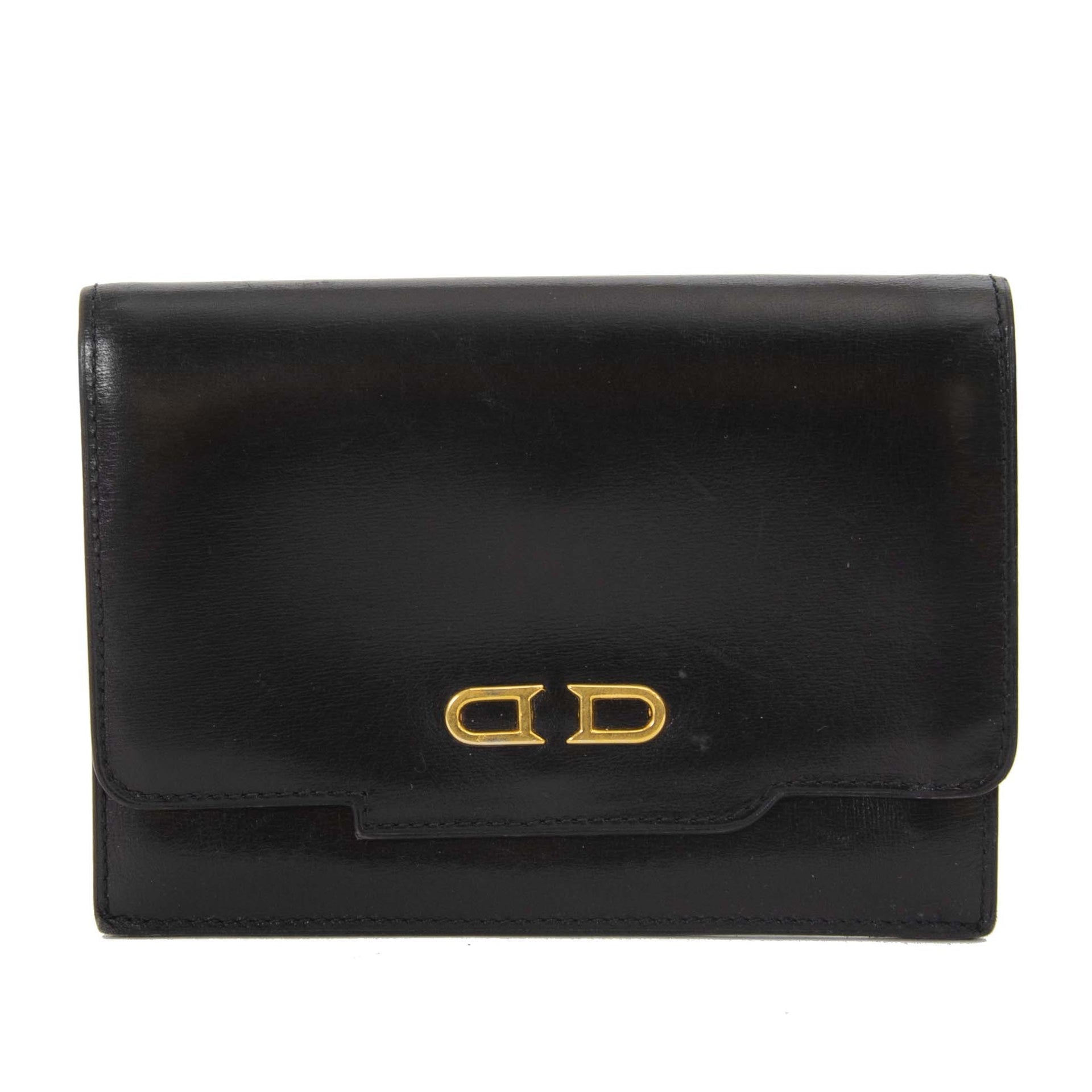Delvaux Black Boxcalf Wallet now for sale at labellov vintage fashion webshop belgium