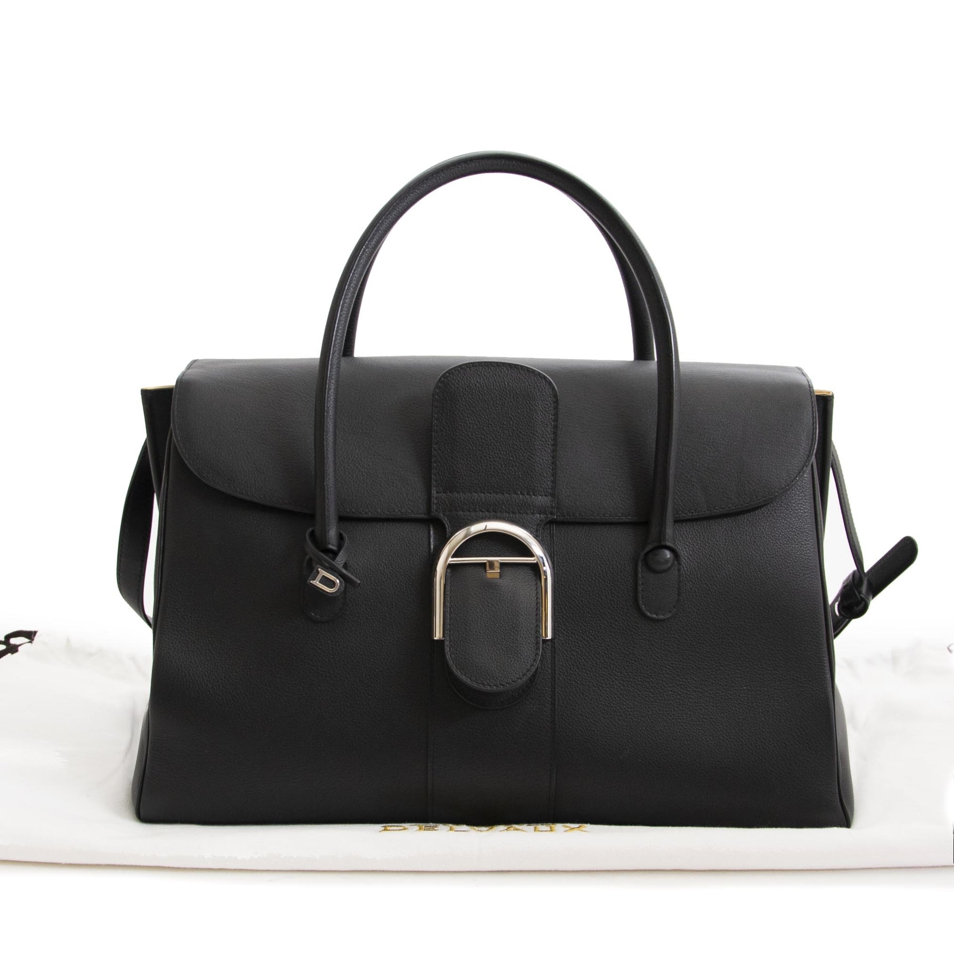Delvaux Zwart Brillant Double Poignée + Riem