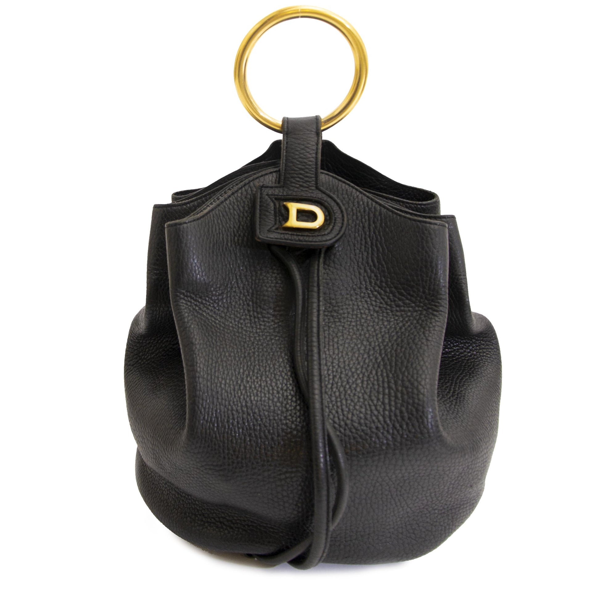 Delvaux Black Leather Bucket Bag now for sale at labellov vintage fashion webshop belgium