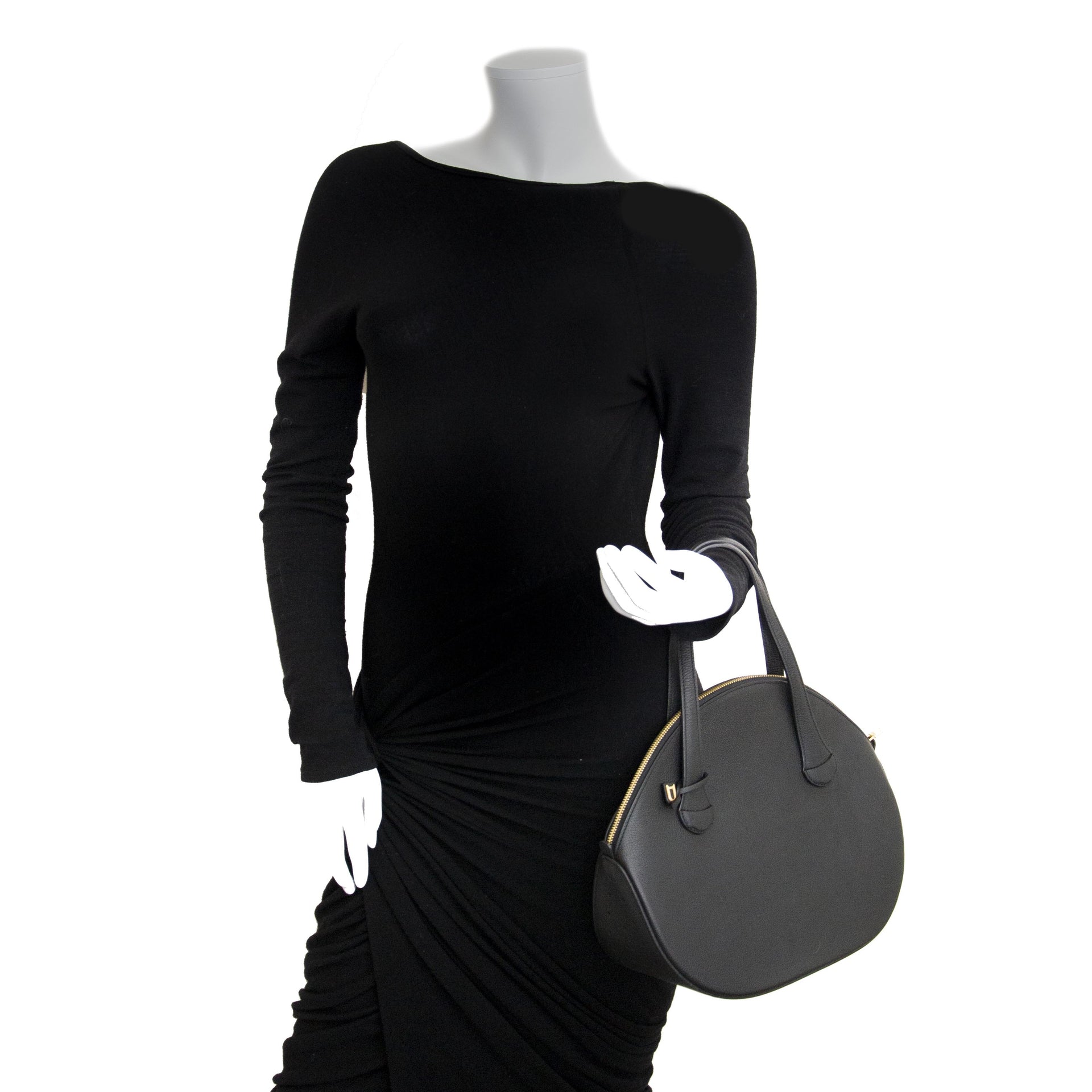 Delvaux Black Round Circle Bag now for sale at labellov vintage fashion webshop belgium