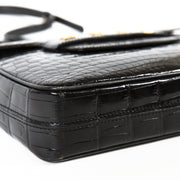 Delvaux Black Croco D Cross Body Bag for sale online at Labellov