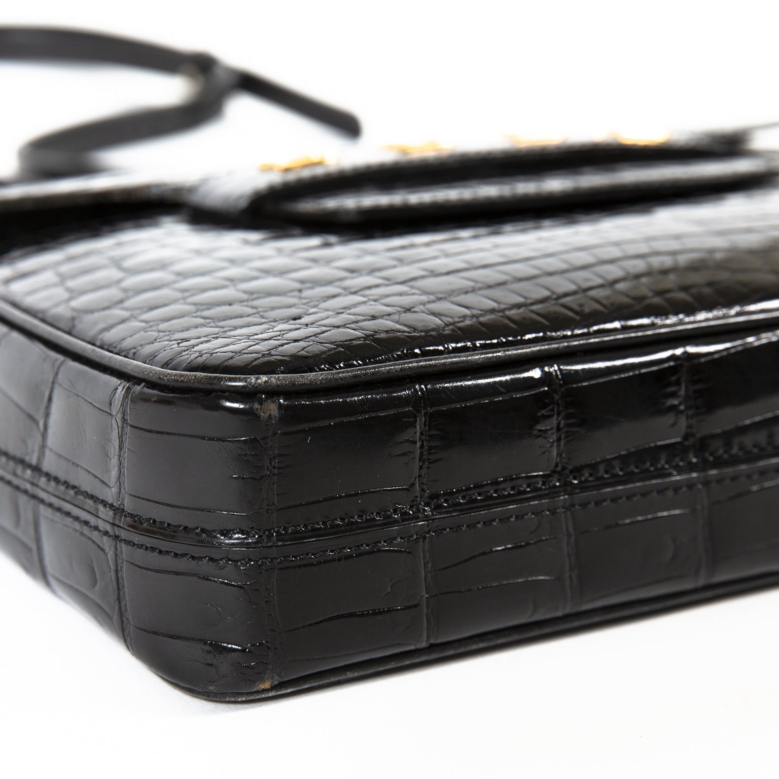 Delvaux Black Croco D Cross Body Bag for sale online at Labellov