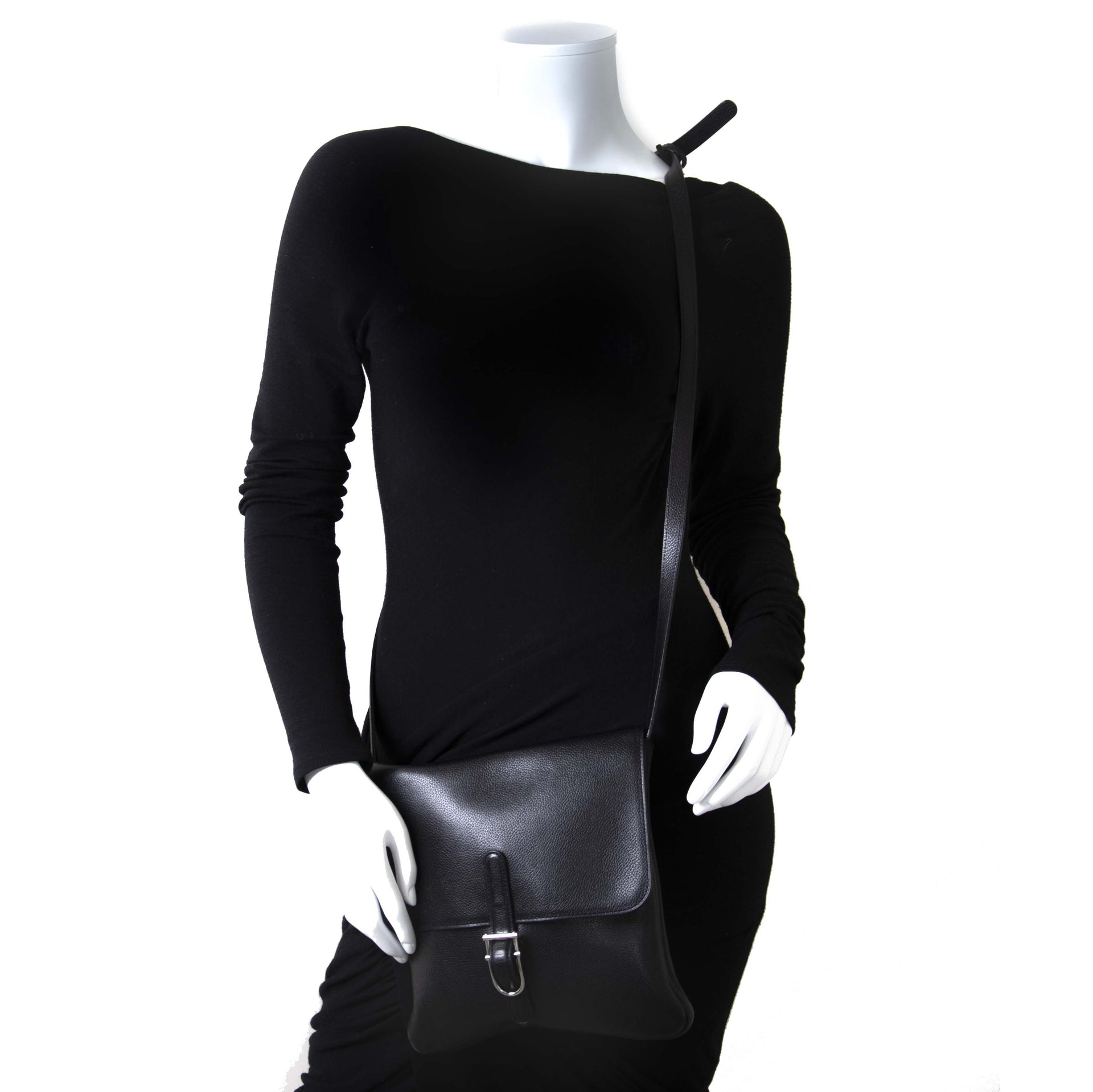 Delvaux Black Leather Kot Crossbody Bag now for sale at labellov vintage fashion webshop belgium