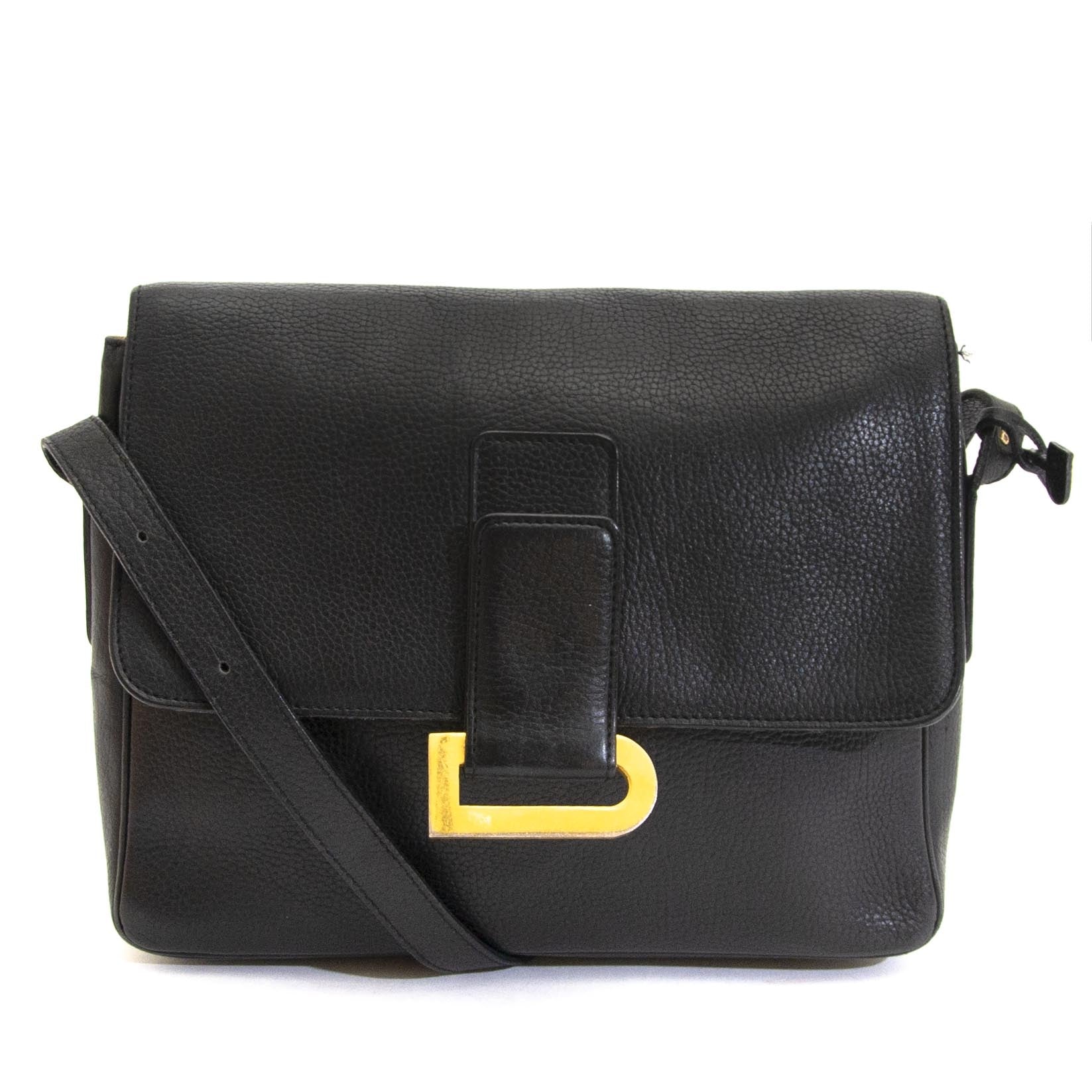 tweedehands merk handtas Delvaux Black poirier Shoulder Bag voor de beste prijs