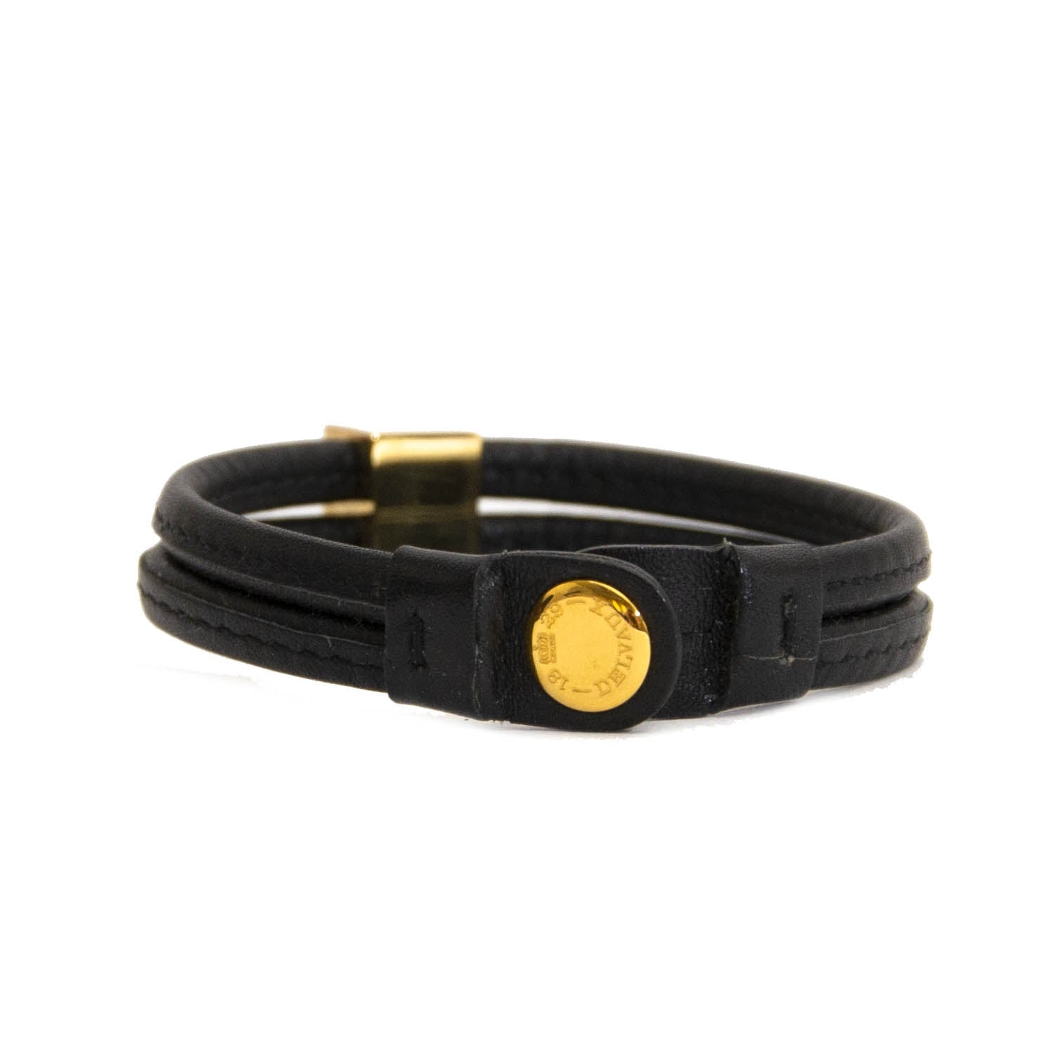 Delvaux Black Leather Gold D Bracelet now online at labellov.com