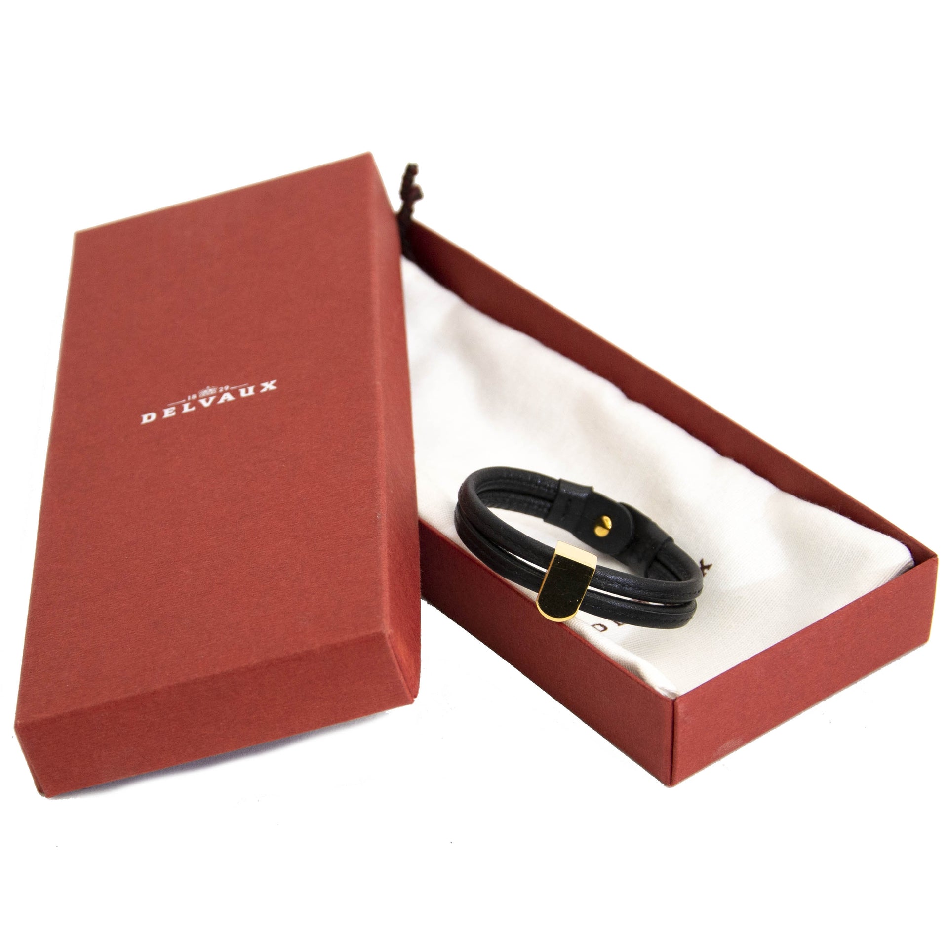 Delvaux Black Leather Gold D Bracelet for the best price at labellov.com