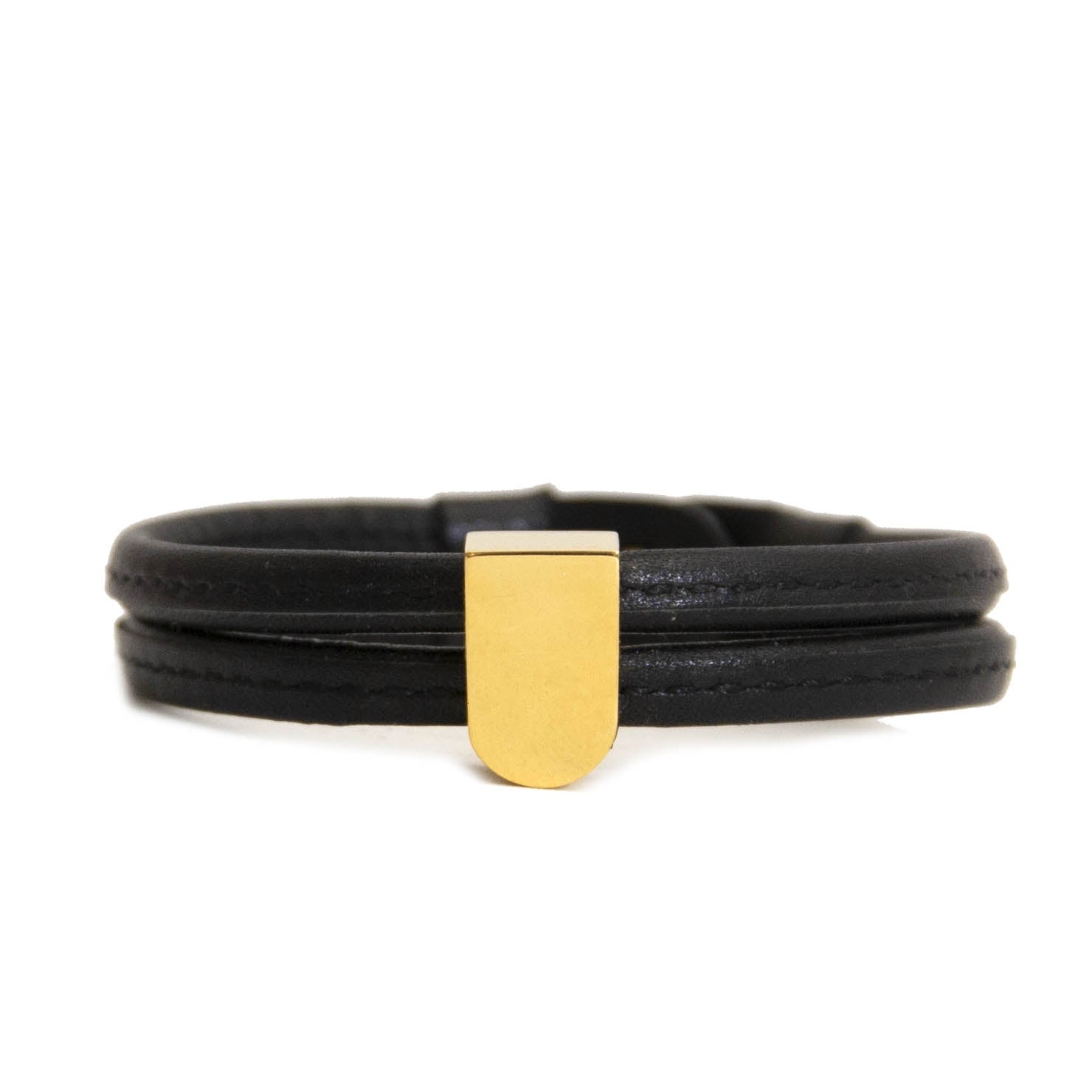 looking for Delvaux Black Leather Gold D Bracelet? Now online at labellov.com for the best price.