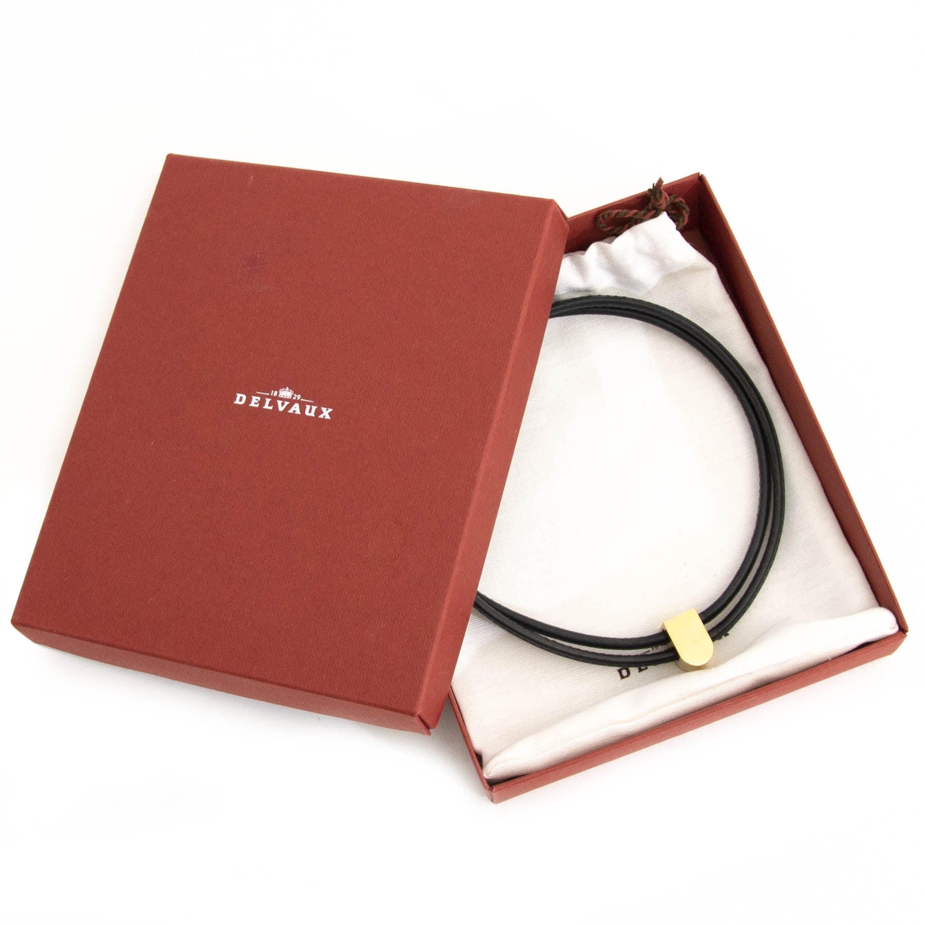 Delvaux Black Leather Gold D Necklace now online for the best price at labellov.com