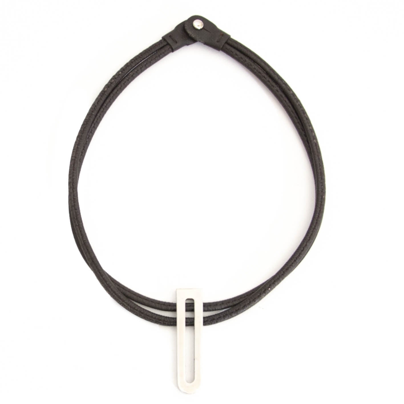 Delvaux Brown Leather Silver D Necklace now online for the best price at labellov.com