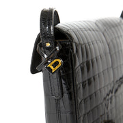 Delvaux Black Croco D Cross Body Bag for sale at Labellov secondhand luxury