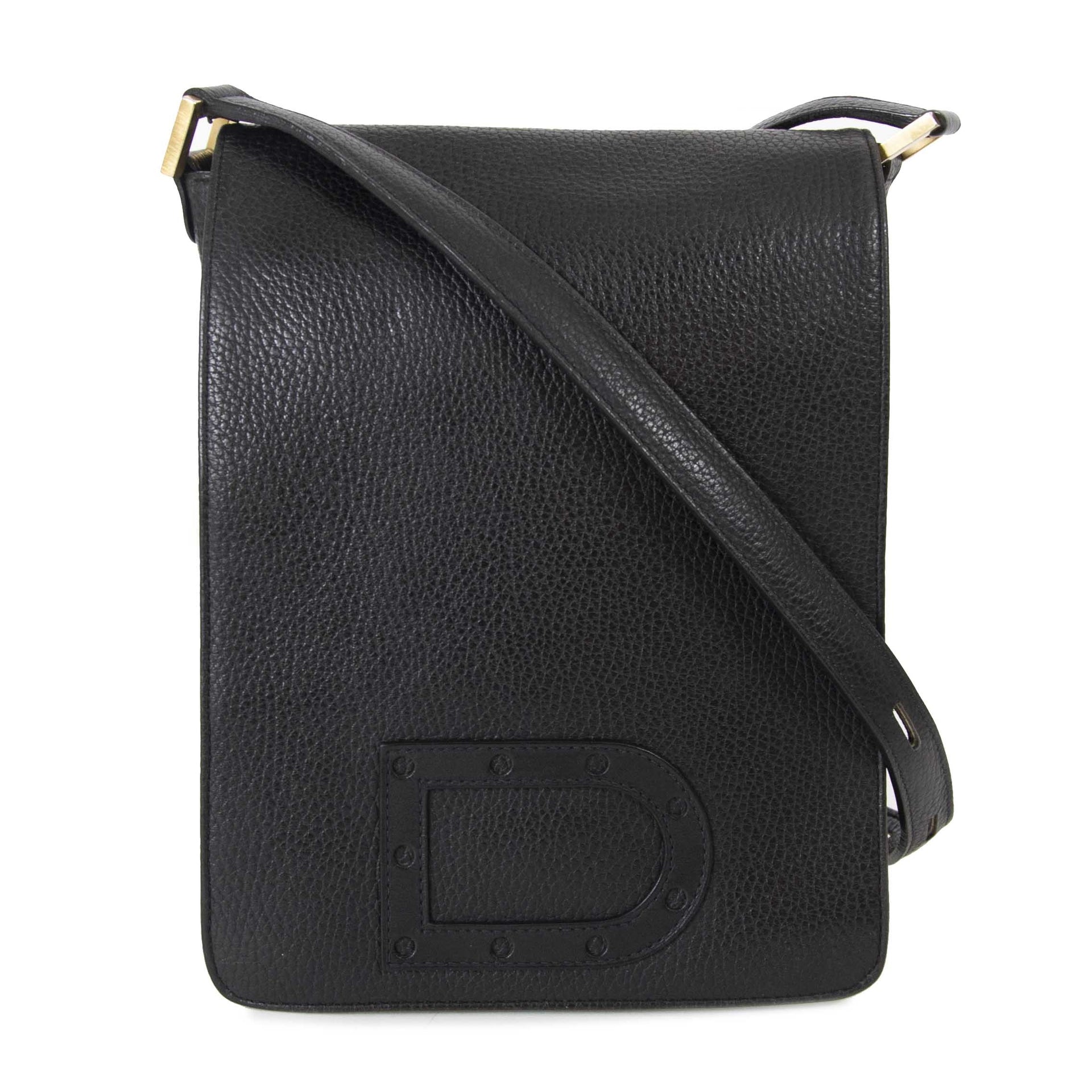 Delvaux Black Louise Baudrier PM Bag now for sale at labellov vintage fashion webshop belgium